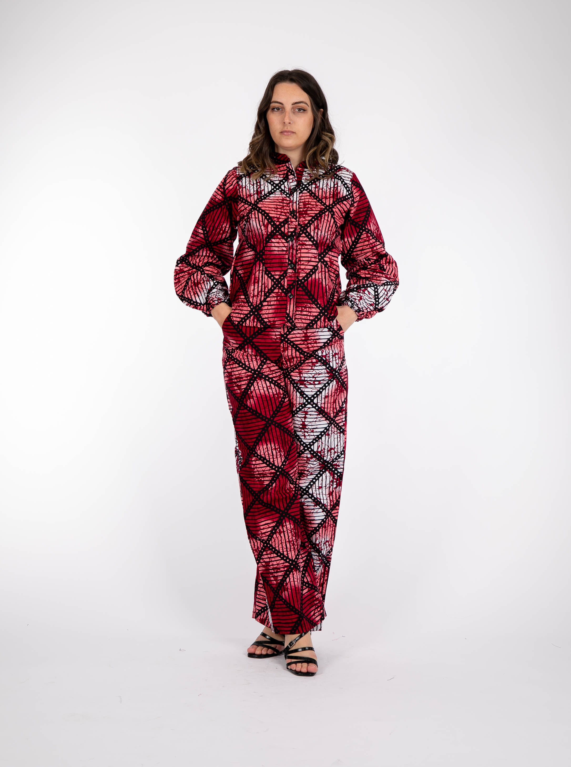 Temad collections Tesoro african print ankara kimono palazzo, Stylish African print bottoms and tops, African print Ankara fabric, African trousers, African shirt , African blouse , African print casual palazzo , African shirt for ladies, African flared trousers, Ankara palazzo, Ankara shirt, Ankara shirt, latest Ankara shirt, african palazzo and tops, stylish african shirt, red shirt