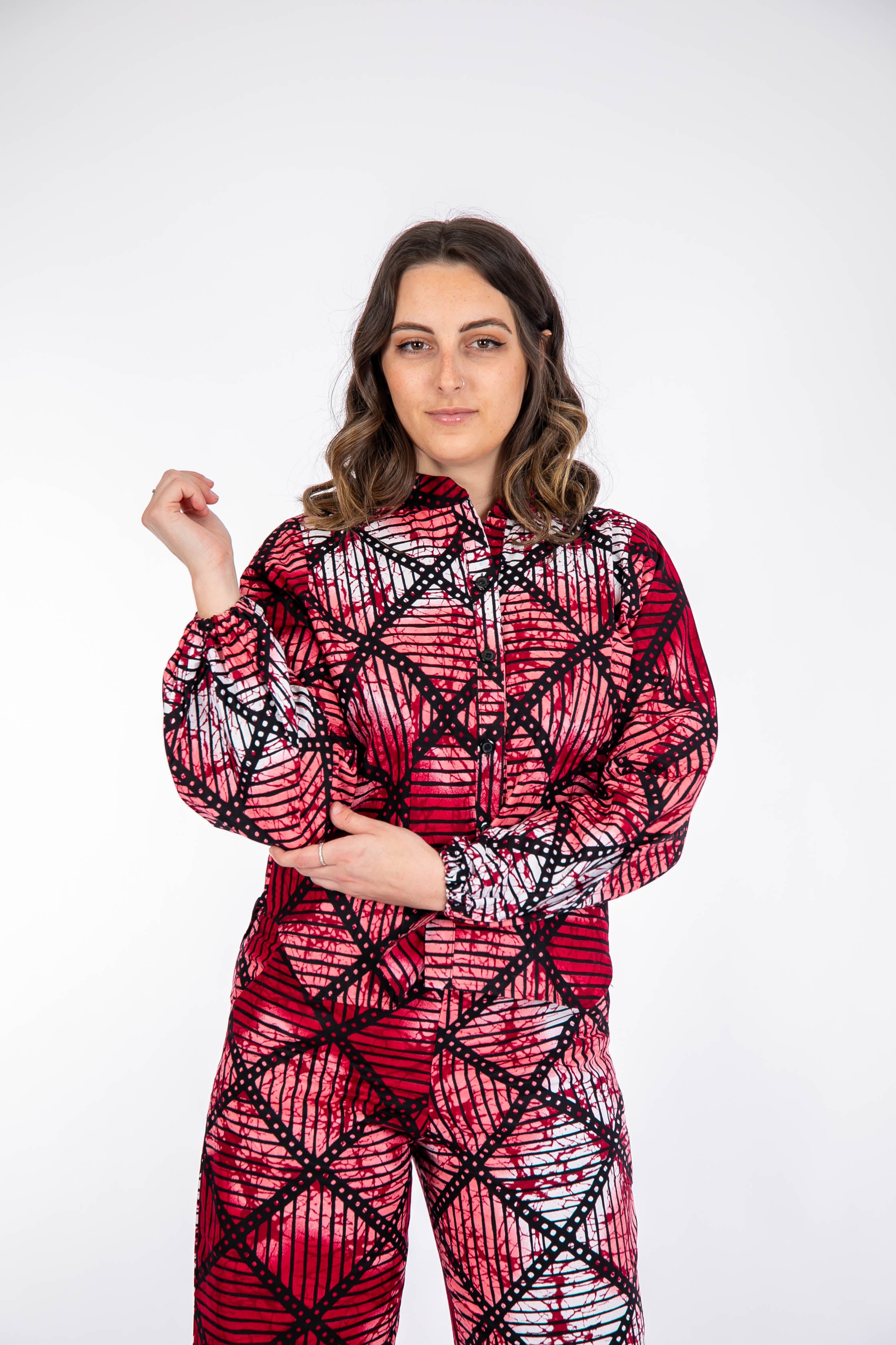 Temad collections Tesoro african print ankara kimono palazzo, Stylish African print bottoms and tops, African print Ankara fabric, African trousers, African shirt , African blouse , African print casual palazzo , African shirt for ladies, African flared trousers, Ankara palazzo, Ankara shirt, Ankara shirt, latest Ankara shirt, african palazzo and tops, stylish african shirt, red shirt