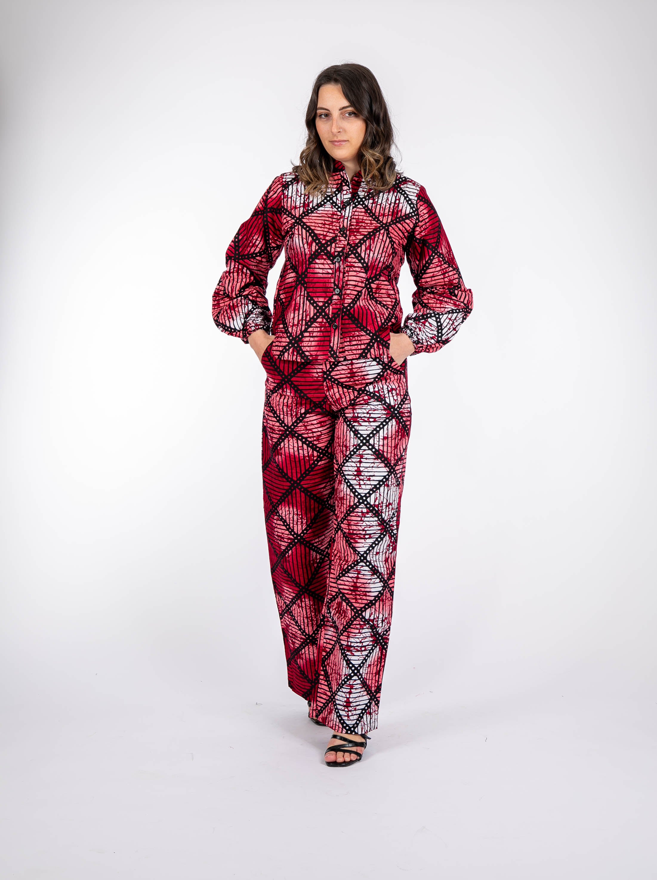 Temad collections Tesoro african print ankara kimono palazzo, Stylish African print bottoms and tops, African print Ankara fabric, African trousers, African shirt , African blouse , African print casual palazzo , African shirt for ladies, African flared trousers, Ankara palazzo, Ankara shirt, Ankara shirt, latest Ankara shirt, african palazzo and tops, stylish african shirt, red shirt