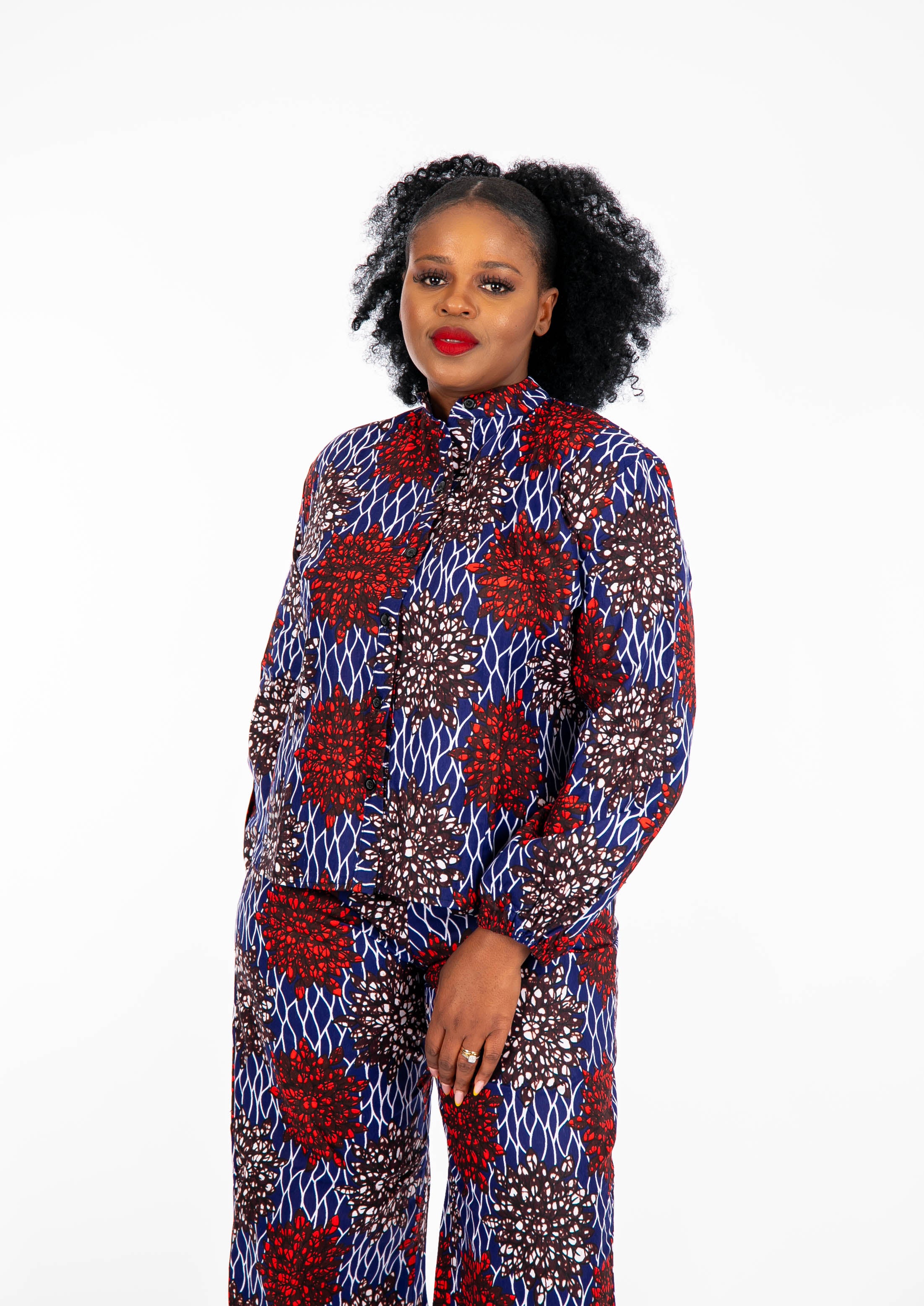 Temad collections Tesoro african print ankara kimono palazzo, Stylish African print bottoms and tops, African print Ankara fabric, African trousers, African shirt , African blouse , African print casual palazzo , African shirt for ladies, African flared trousers, Ankara palazzo, Ankara shirt, Ankara shirt, latest Ankara shirt, african palazzo and tops, stylish african shirt, red shirt