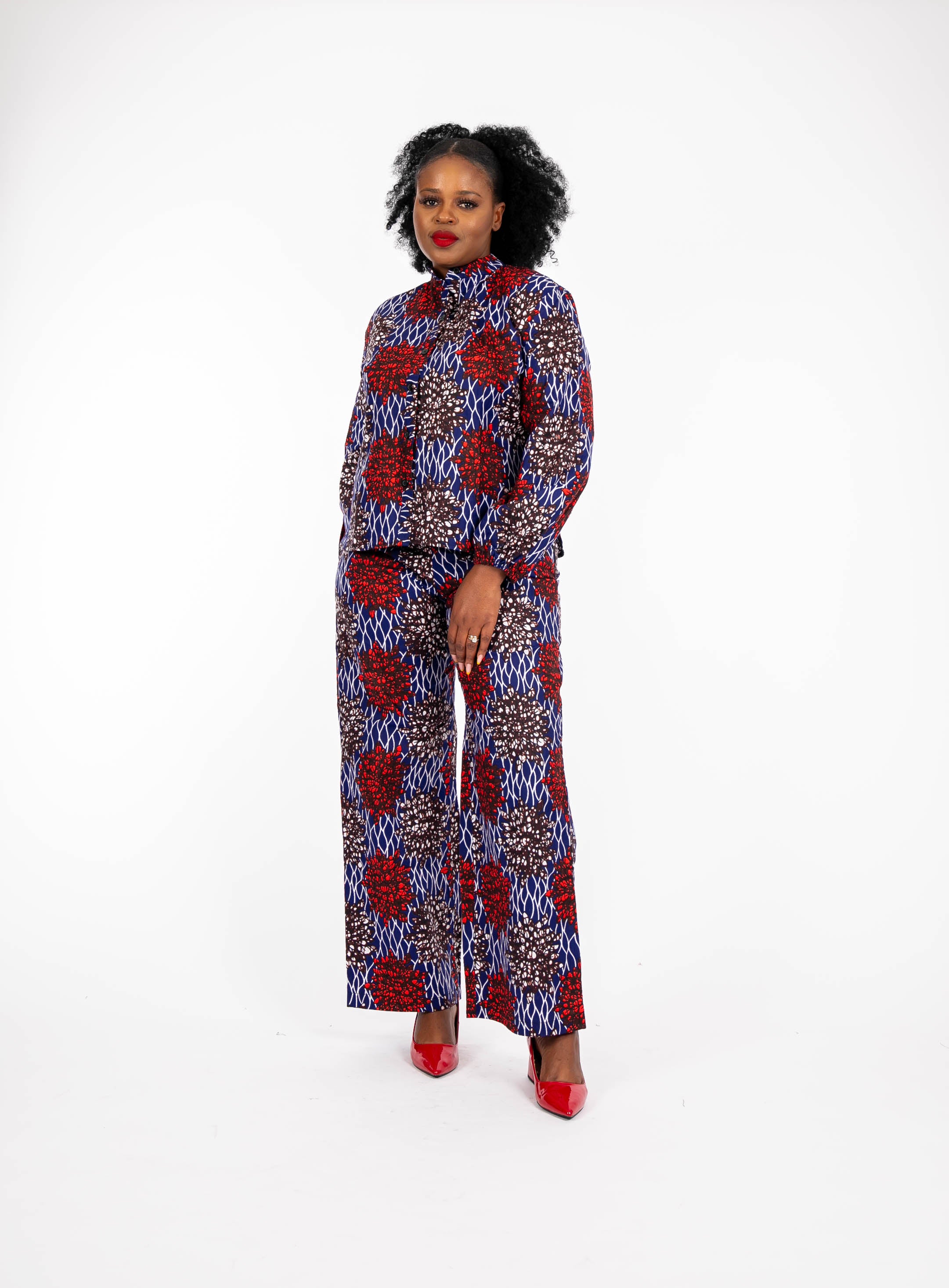 Temad collections Tesoro african print ankara kimono palazzo, Stylish African print bottoms and tops, African print Ankara fabric, African trousers, African shirt , African blouse , African print casual palazzo , African shirt for ladies, African flared trousers, Ankara palazzo, Ankara shirt, Ankara shirt, latest Ankara shirt, african palazzo and tops, stylish african shirt, red shirt, blue shirt