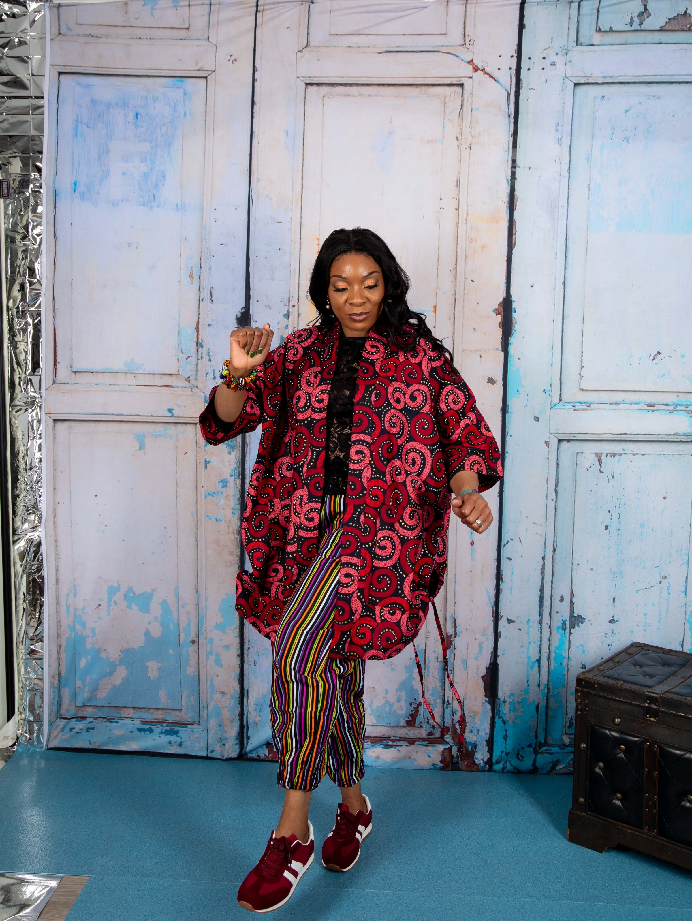 Temad collections African print ankara kimono set, African print kimono set, African print kimono jacket, ankara kimono, red ankara kimono jacket, African print short sleeve kimono, African print red kimono, African print stylish kimono jacket, beautiful african kimono, African print kimono with shorts