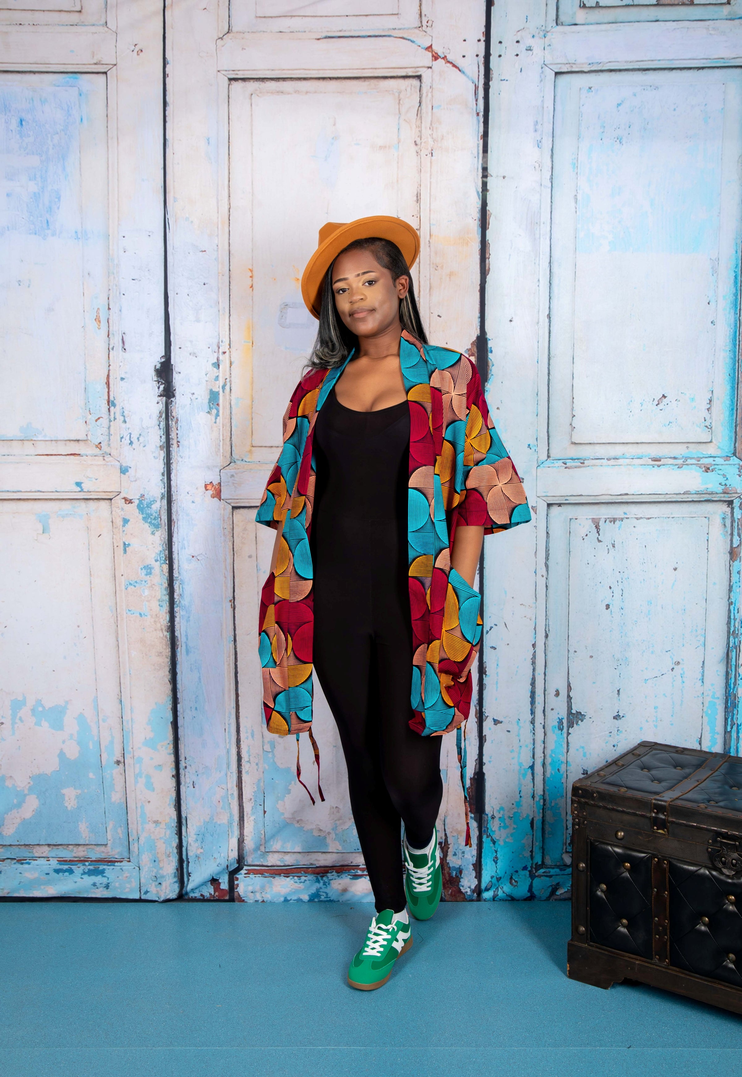 Temad collections African print ankara kimono set, African print kimono set, African print kimono jacket, ankara kimono, blue ankara kimono jacket, African print short sleeve kimono, African print blue kimono, African print stylish kimono jacket, beautiful african kimono, African print kimono with shorts