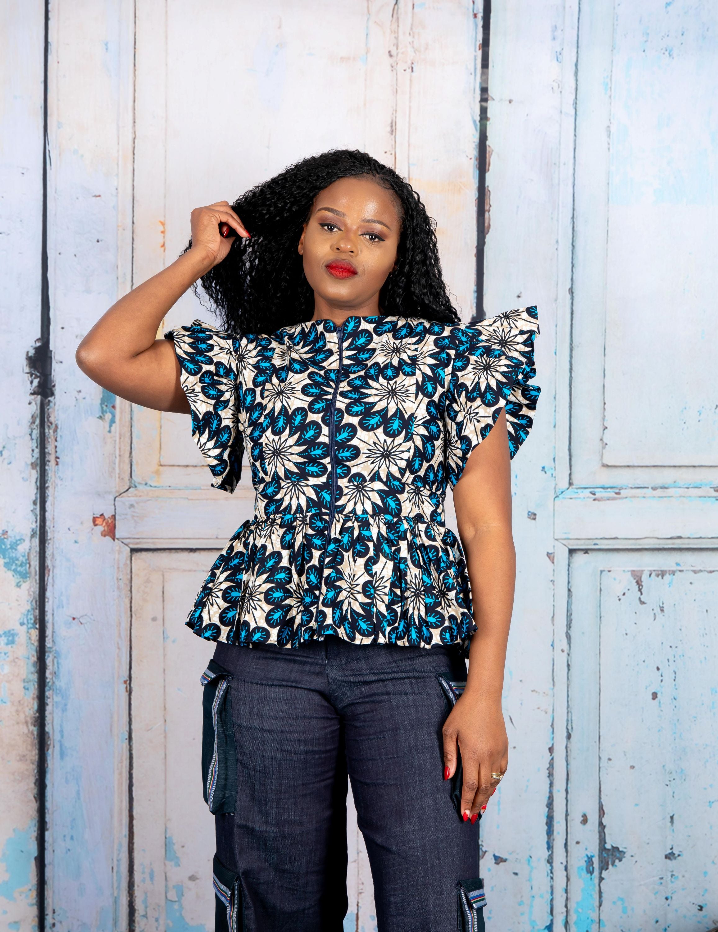 Temad collections Anike african print ankara kimono palazzo, Stylish African print bottoms and tops, African print Ankara fabric, African trousers, African shirt , African blouse , African print casual palazzo , African shirt for ladies, African flared trousers, Ankara palazzo, Ankara blouse, Ankara blouse, latest Ankara blouse, african palazzo and tops, stylish african blouse, blue blouse , african print front zipper blouse, african print peplum blouse, african print stylish blouse, african print peplum