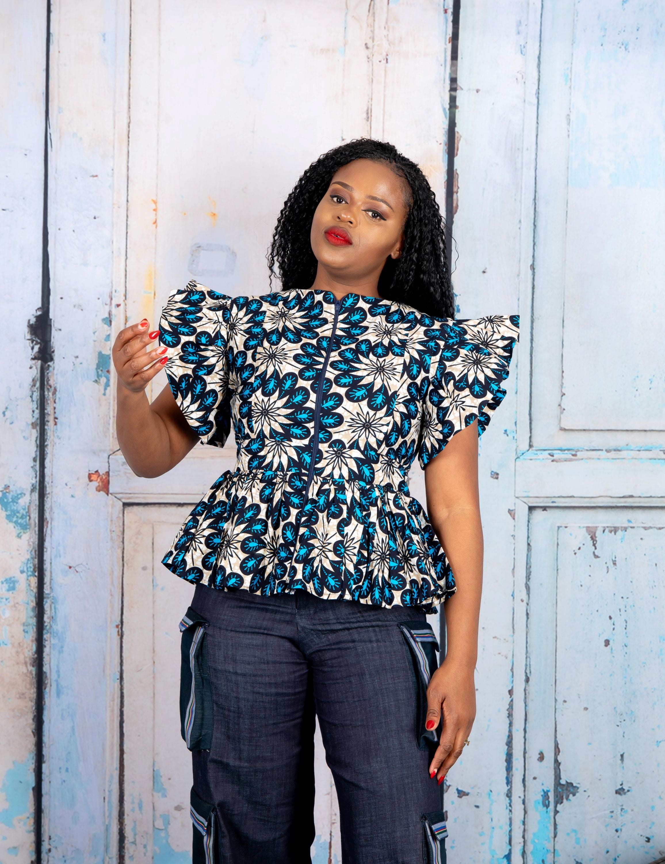 Temad collections Anike african print ankara kimono palazzo, Stylish African print bottoms and tops, African print Ankara fabric, African trousers, African shirt , African blouse , African print casual palazzo , African shirt for ladies, African flared trousers, Ankara palazzo, Ankara blouse, Ankara blouse, latest Ankara blouse, african palazzo and tops, stylish african blouse, blue blouse , african print front zipper blouse, african print peplum blouse, african print stylish blouse, african print peplum
