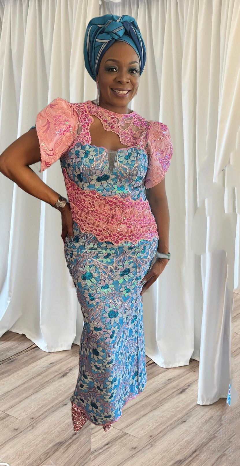 TemAD bespoke dress, wedding guest, aso ebi Bella, aso ebi style, aso ebi lace