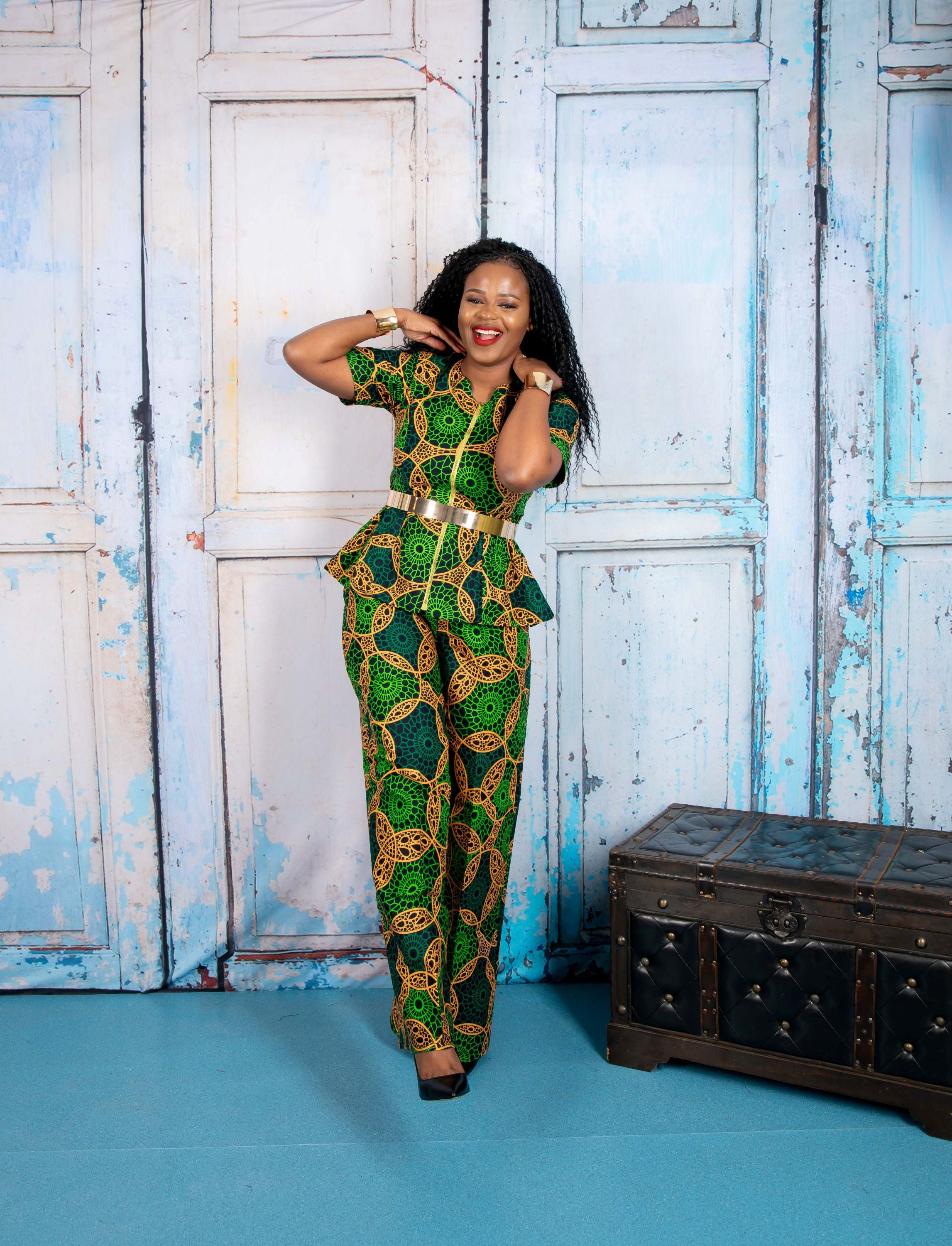 Temad collections Iwa african print ankara kimono palazzo, Stylish African print bottoms and tops, African print Ankara fabric, African trousers, African shirt , African blouse , African print casual palazzo , African shirt for ladies, African flared trousers, Ankara palazzo, Ankara shirt, Ankara shirt, latest Ankara shirt, african palazzo and tops, stylish african blouse, green shirt, green african print top