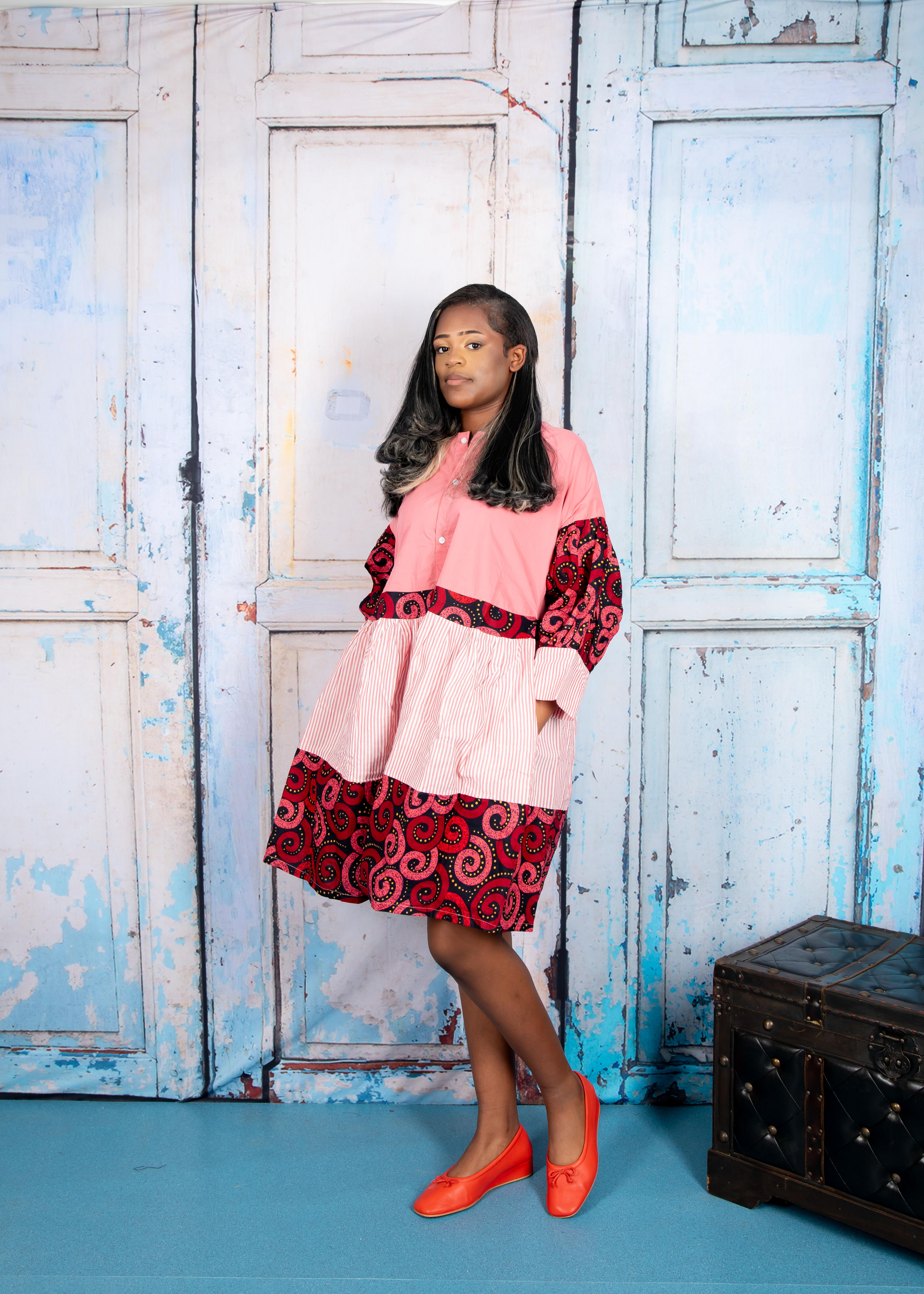 african print dress, african print ankara dress, african print loose fitting dress, african print shirt dress, african print buttoned dress, pink african print dress, pink african print knee length dress, pink shirt dress, temad collections dress, ankara knee length dress, ankara free dress, pink ankara dress, pink ankara shirt dress, free fitting african print dress, modern african print dress, elegant african print dress