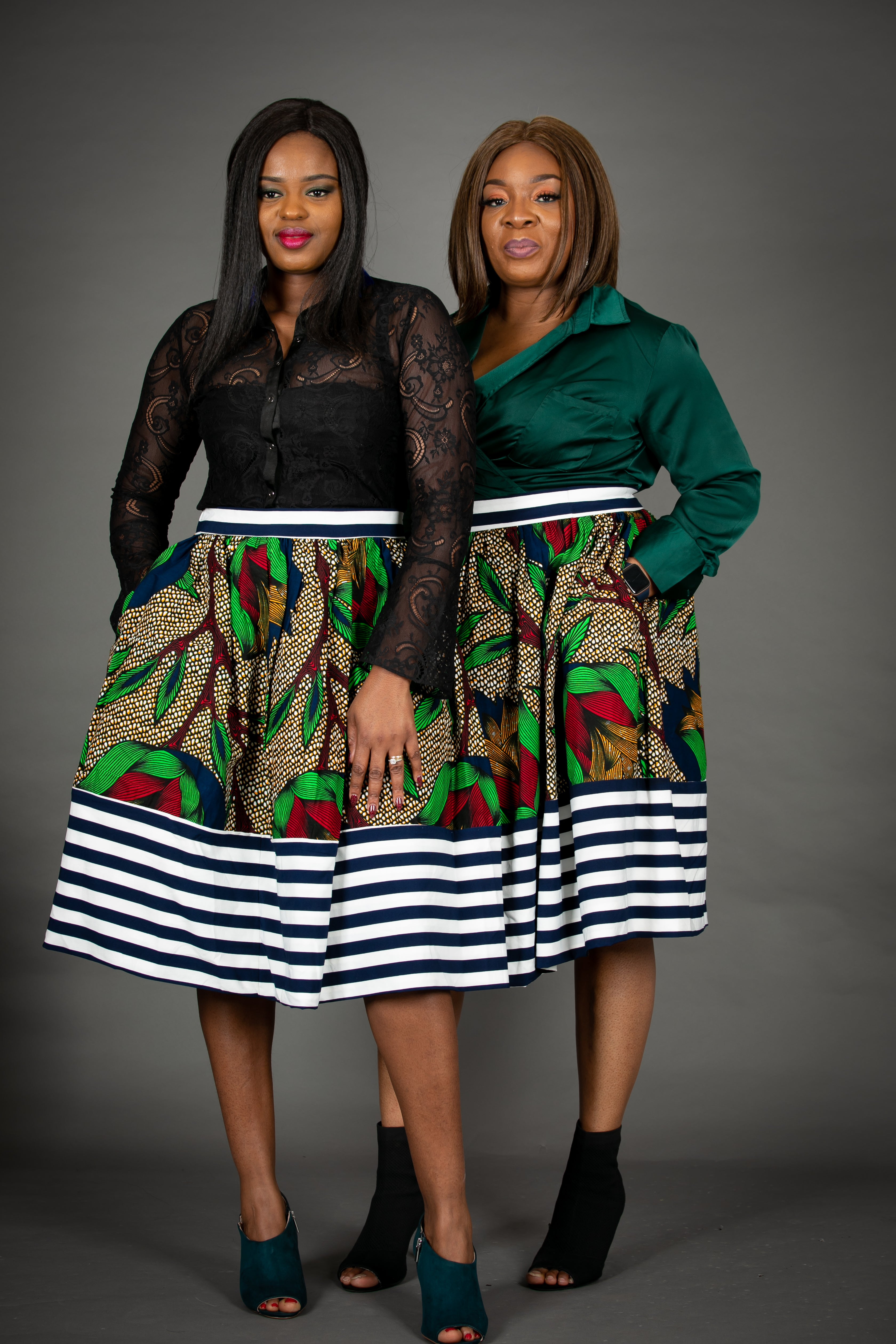 temad collections african print ankara midi stripy skirt