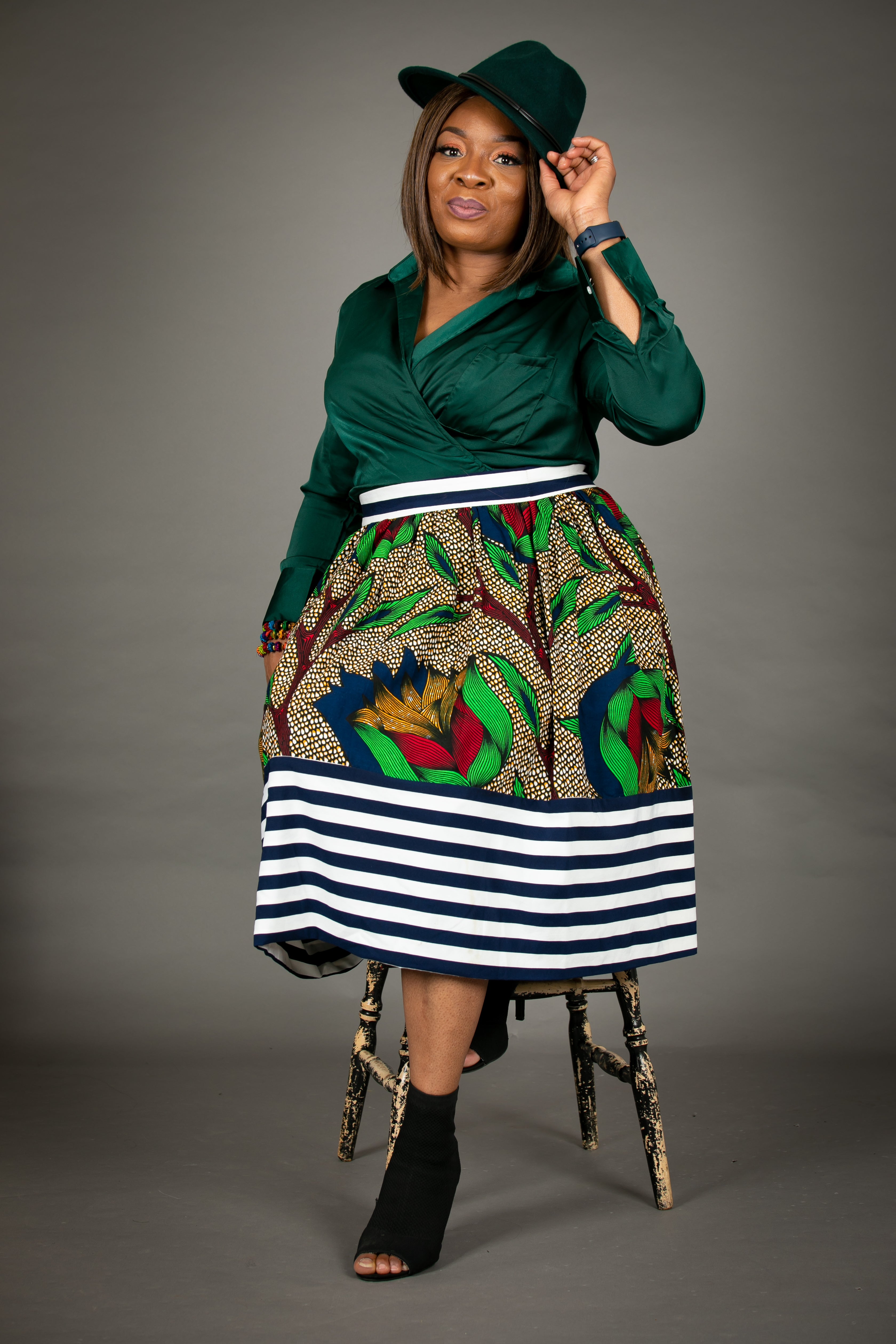 temad collections african print ankara midi stripy skirt