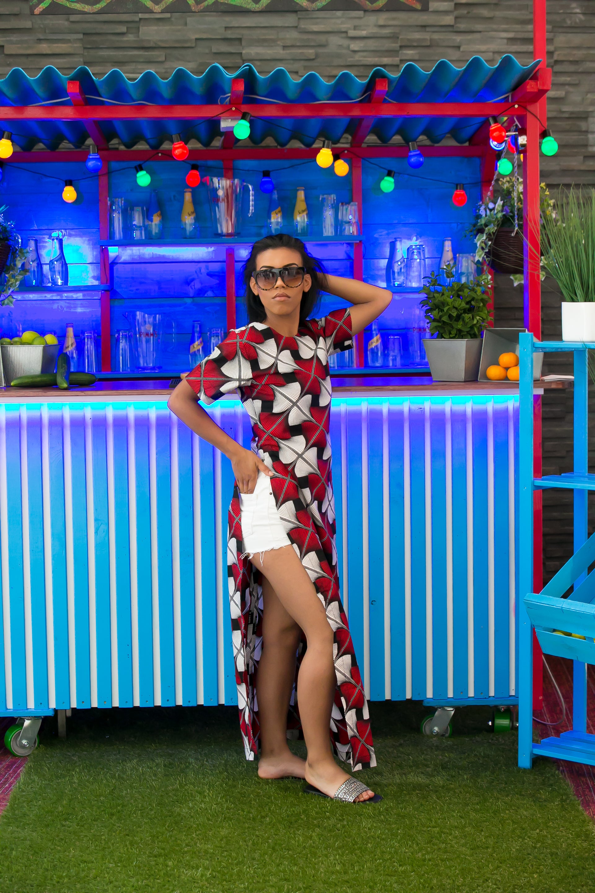 Cuprate slit red dress