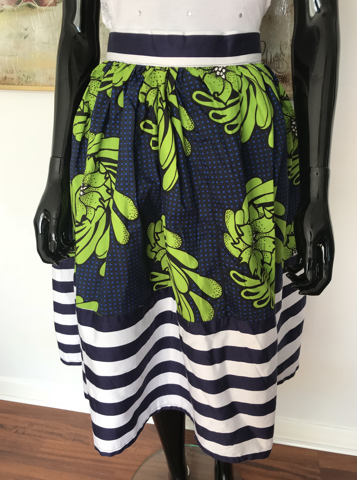 Ankara green midi skirt