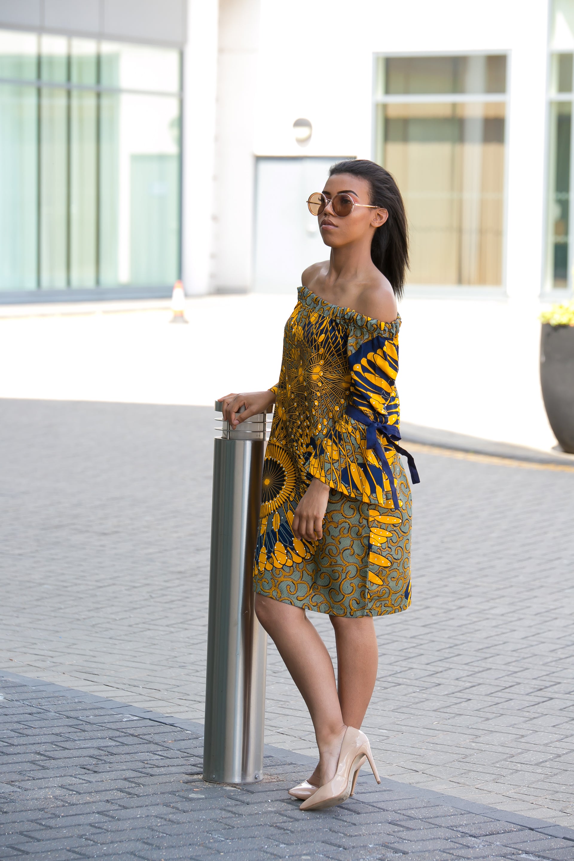 Vanadate bardot yellow dress