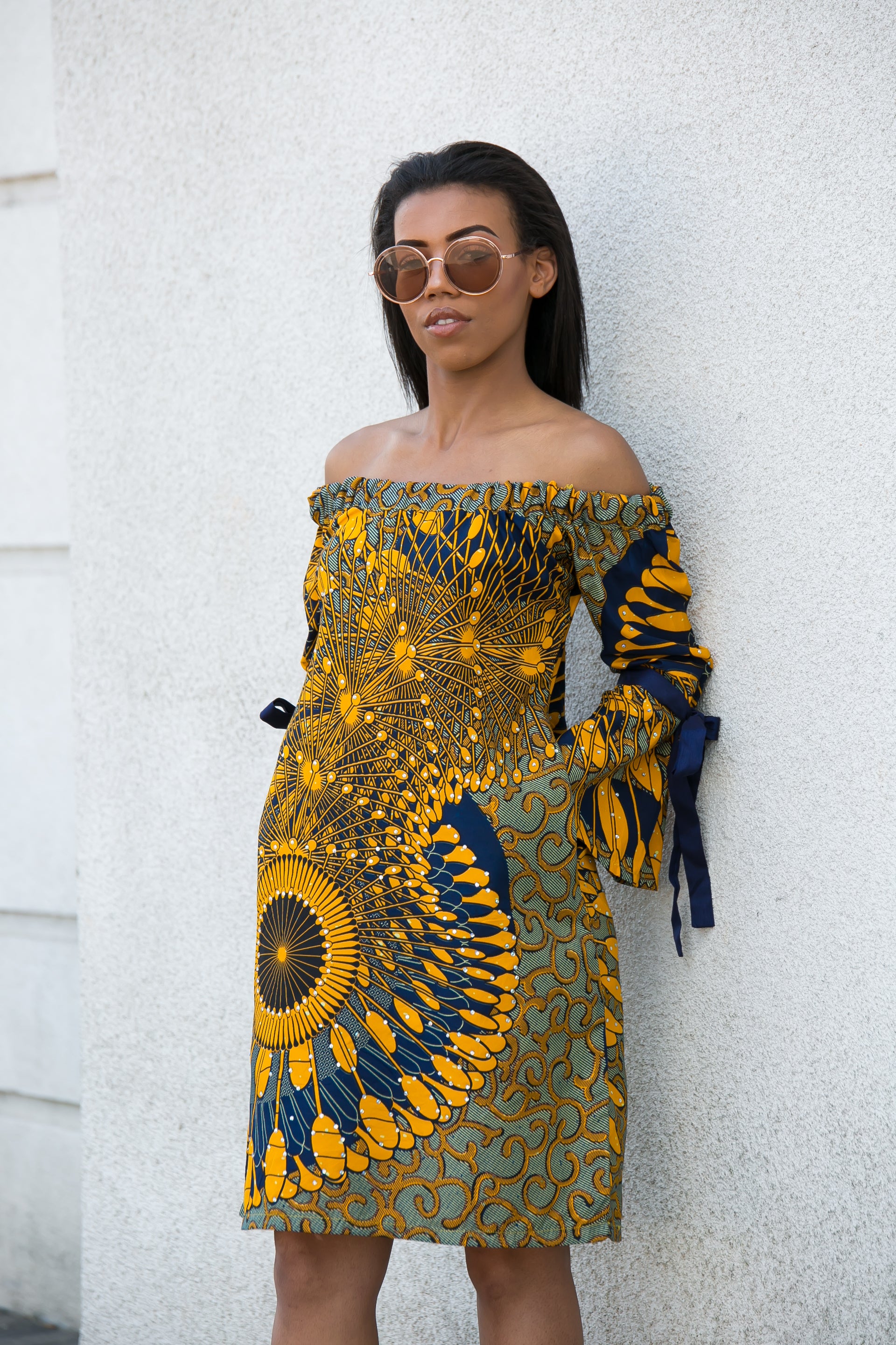 Vanadate bardot yellow dress