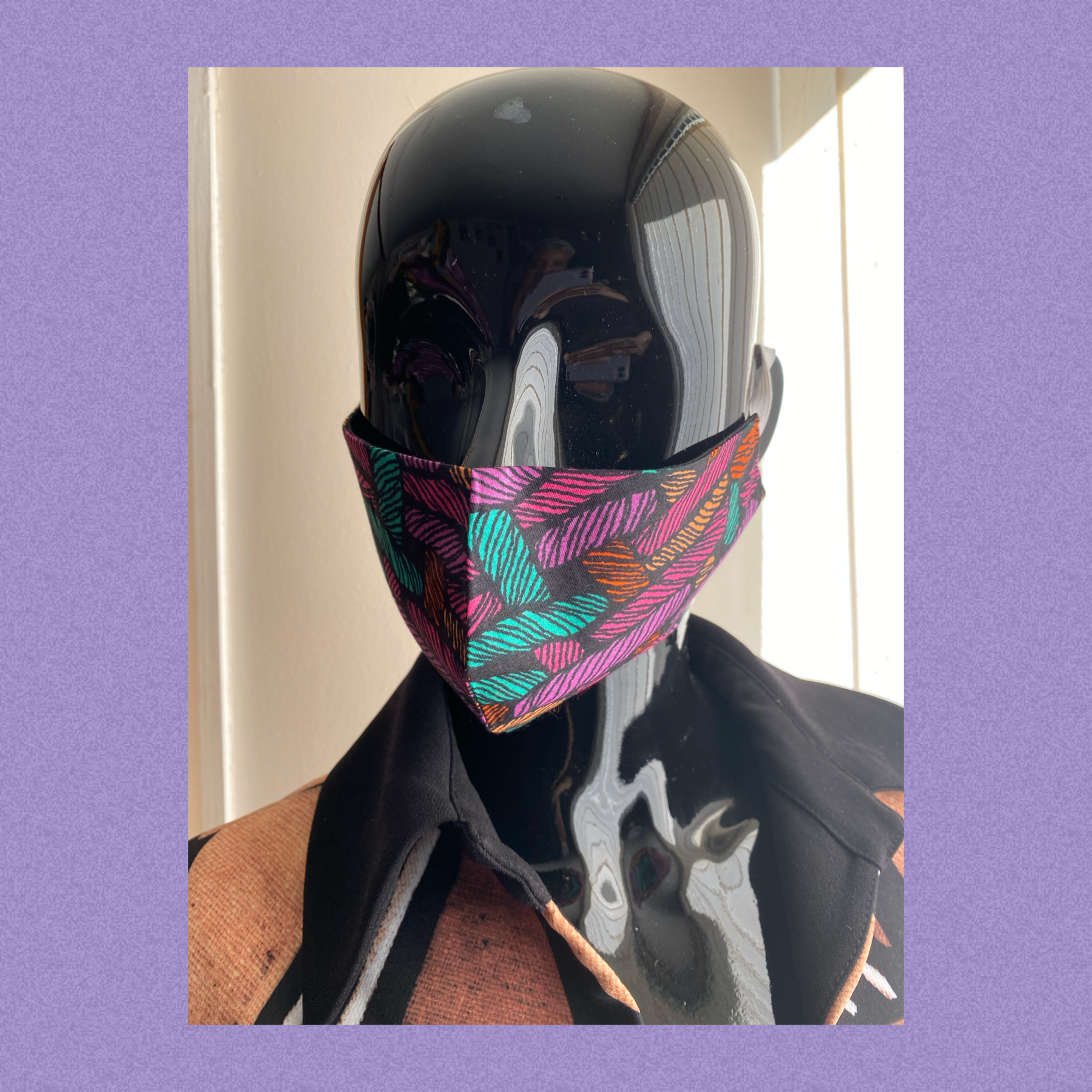 african print face mask - purple/ orange