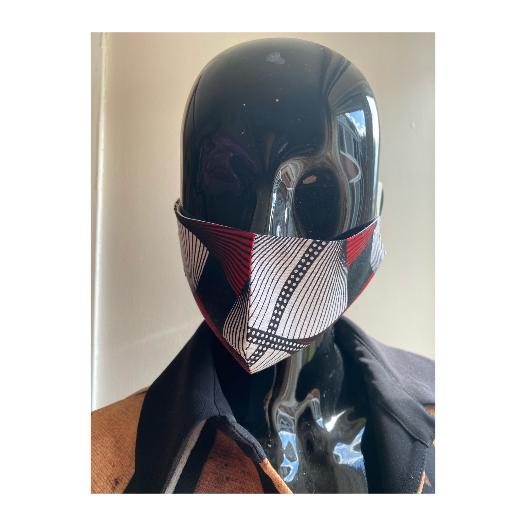 african print face mask - red/ black