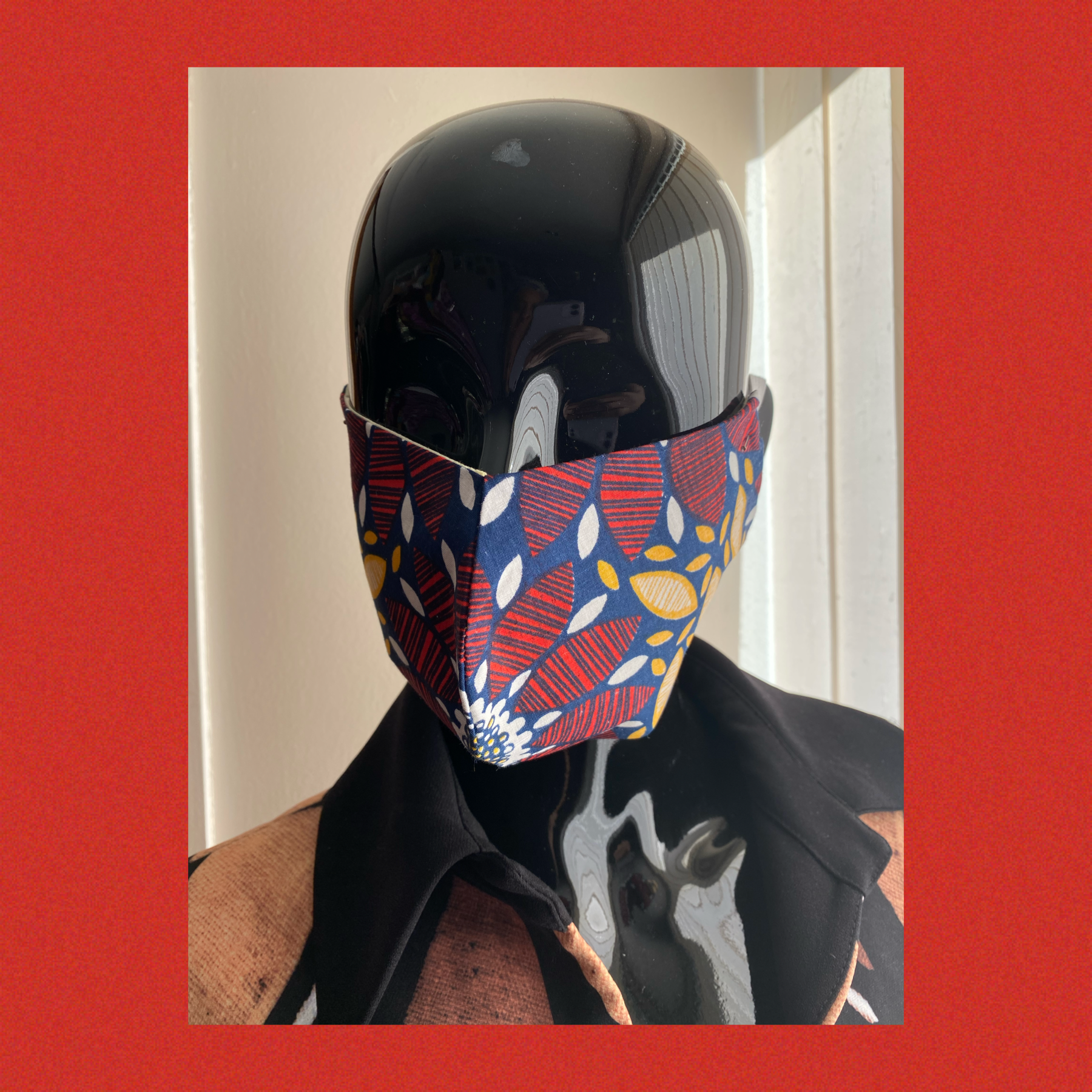 African print face mask- Red sunflower