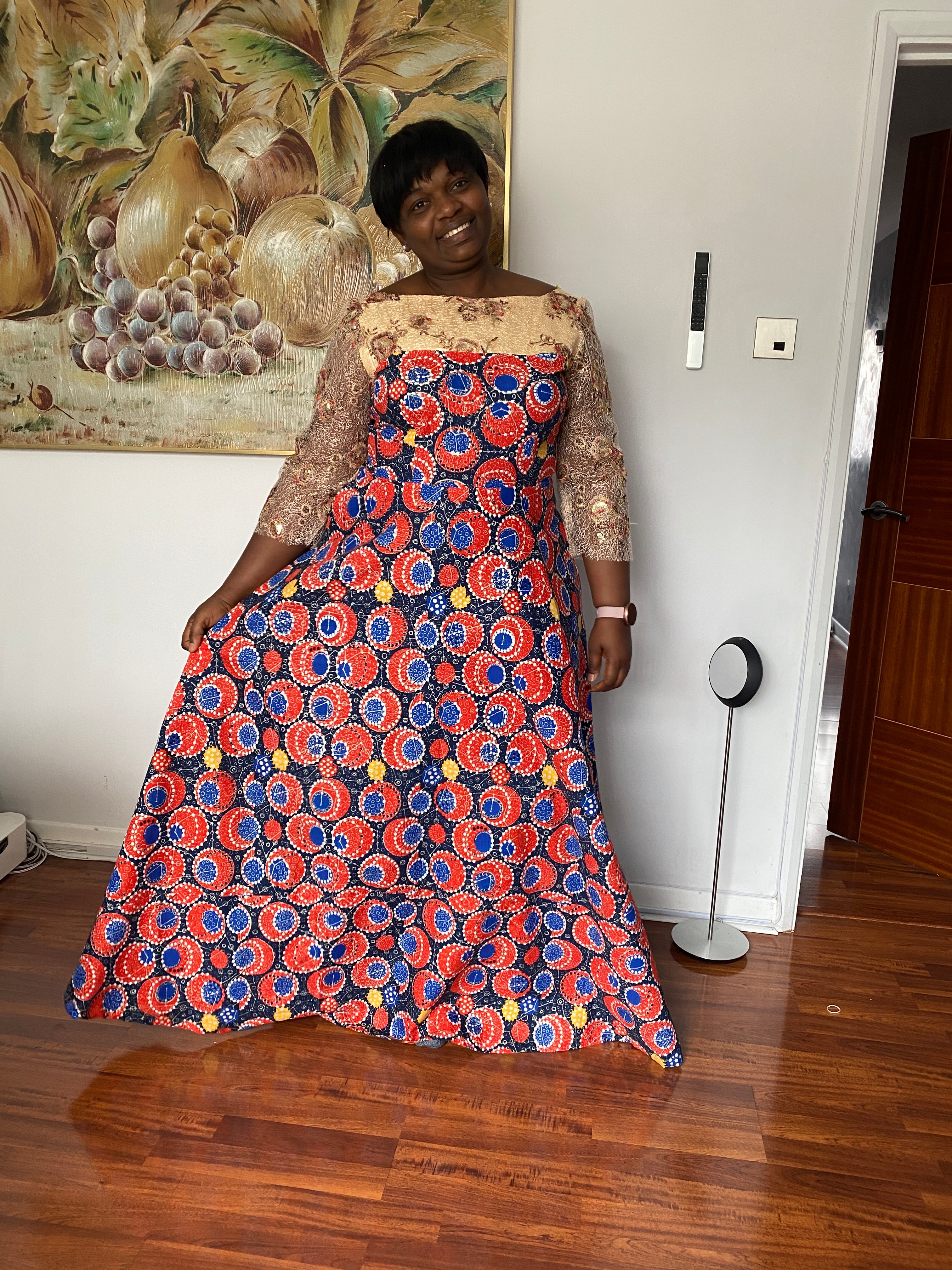 Pink and gold maxi dress