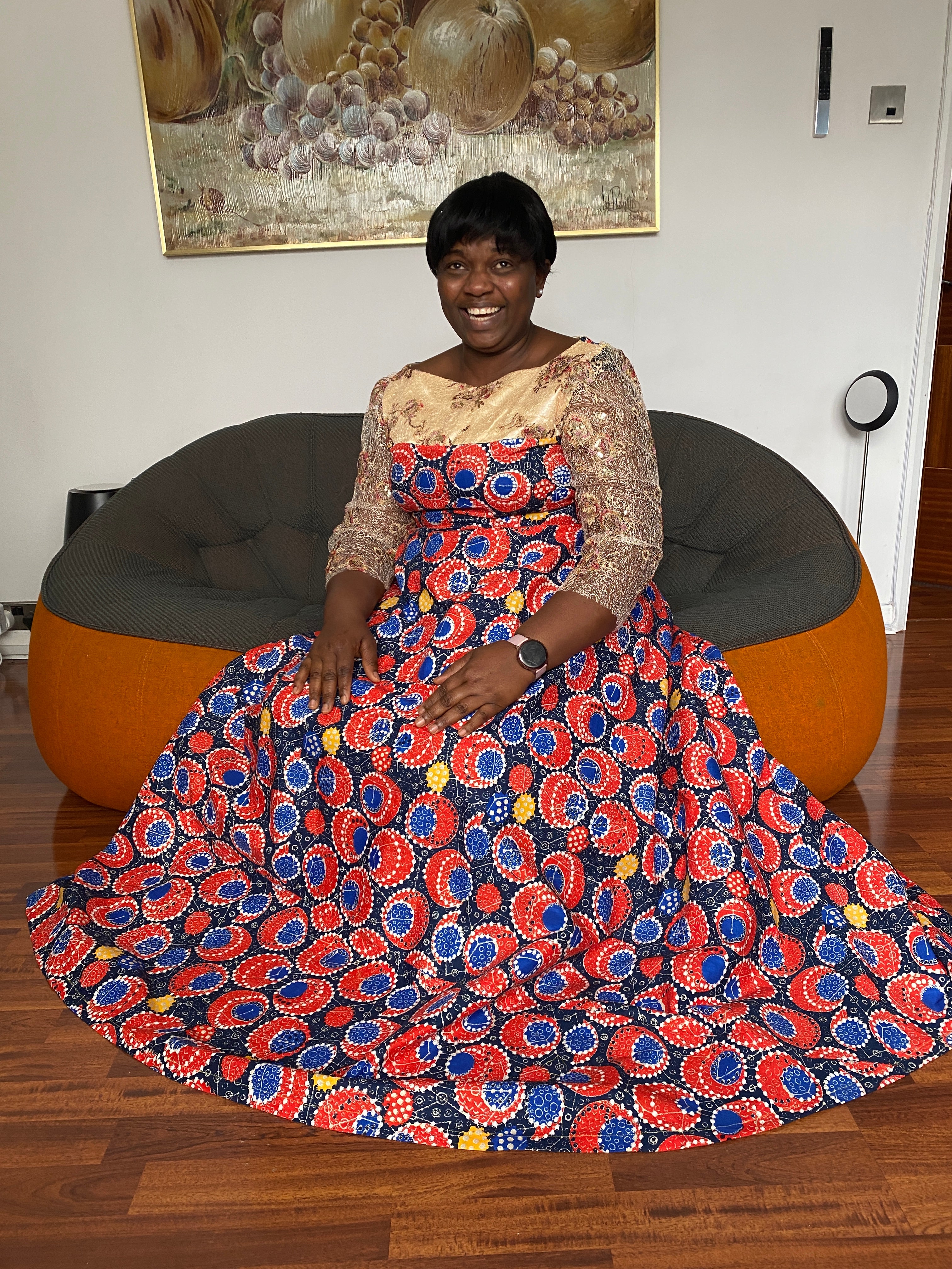 Pink and gold maxi dress