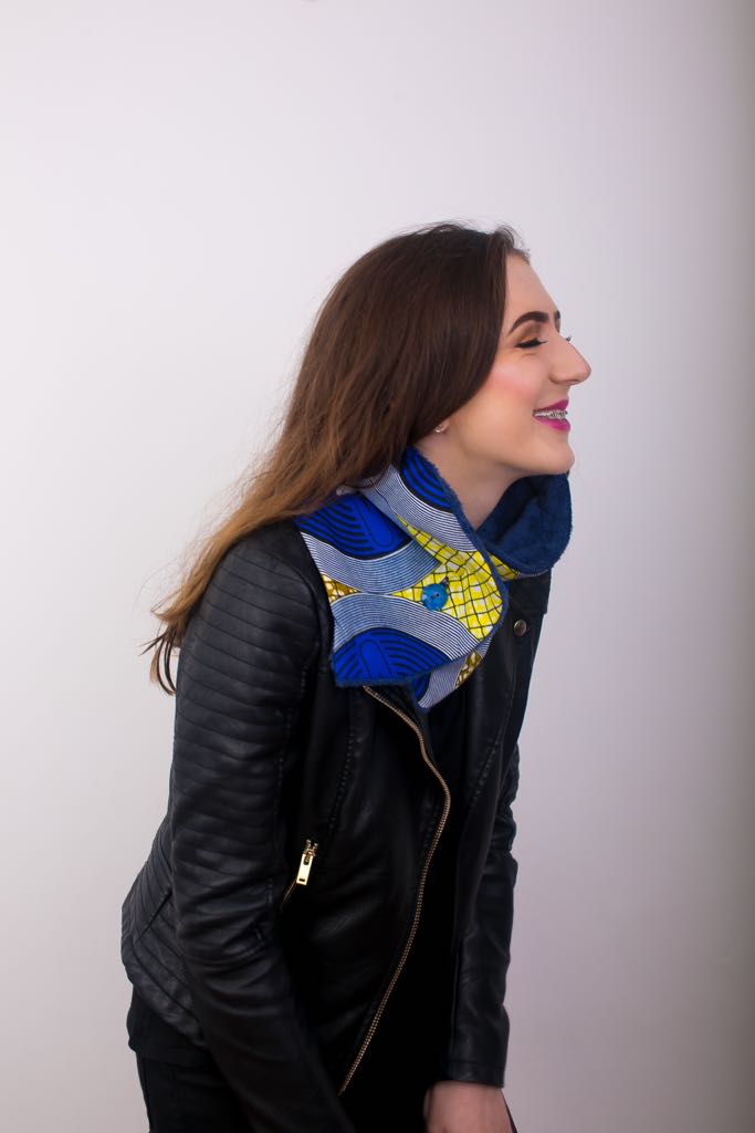 Ankara Snood with one button - Blue 5