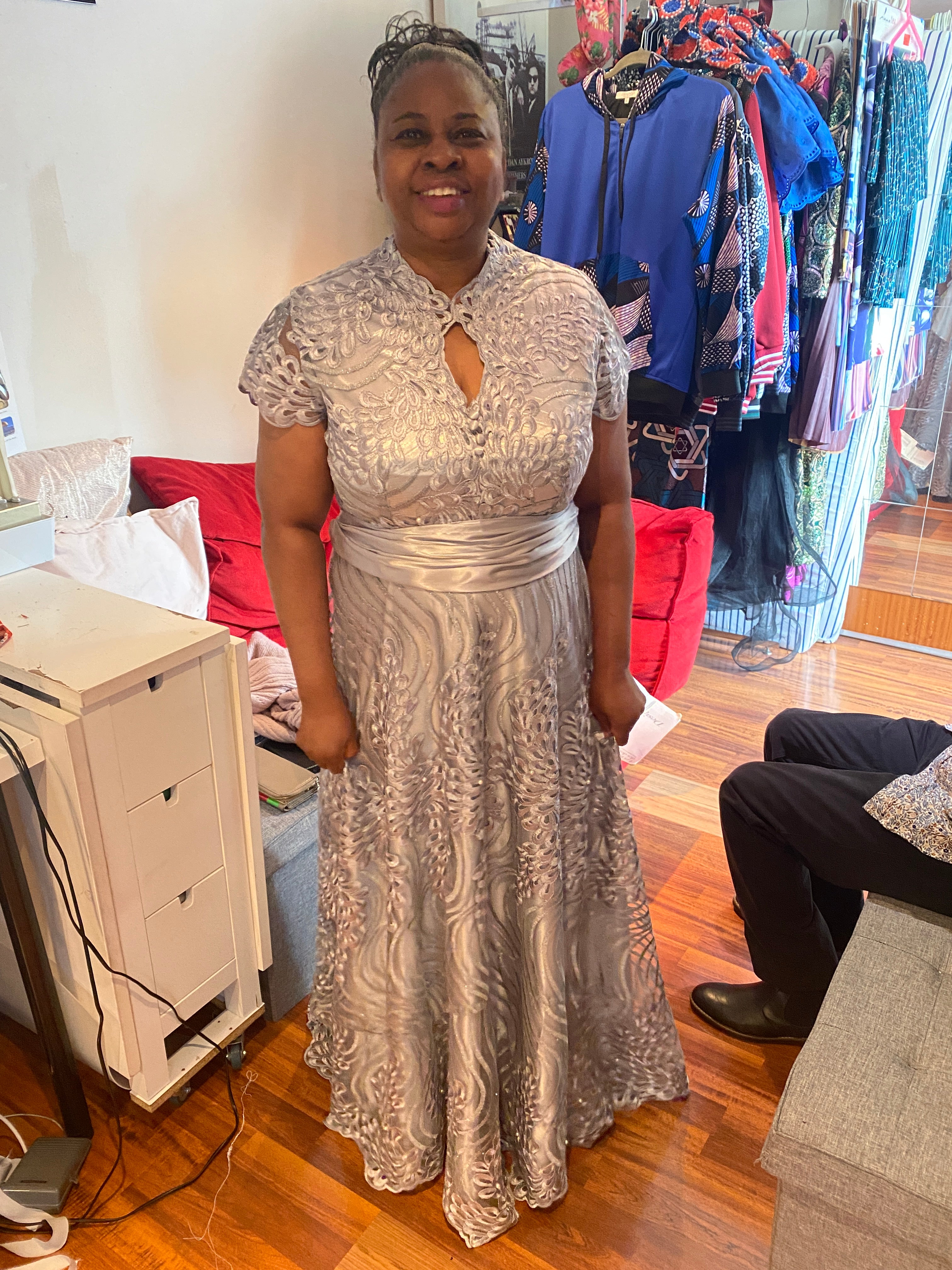Silver wedding guest dress