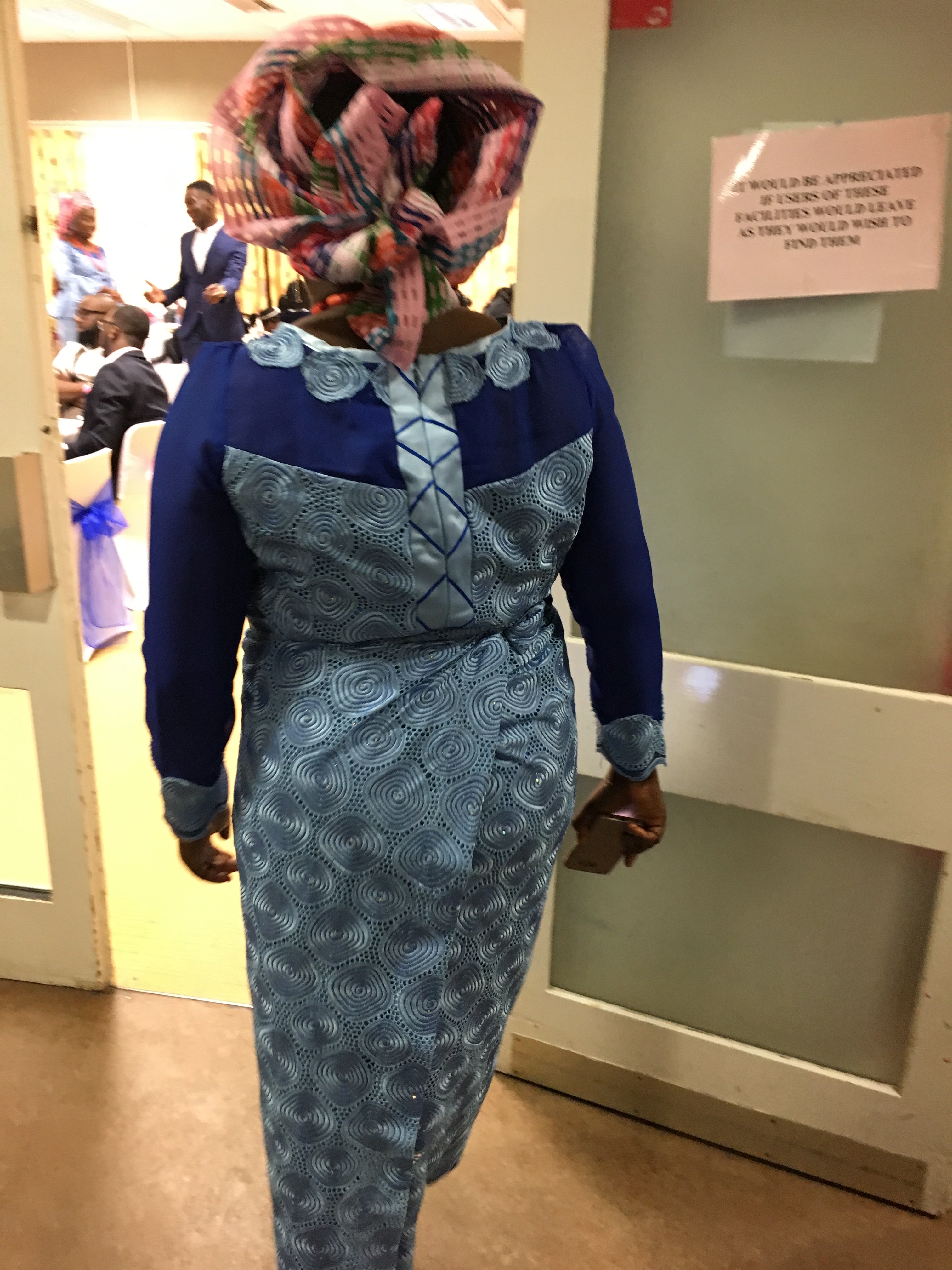 Blue 80th birthday guest outfit