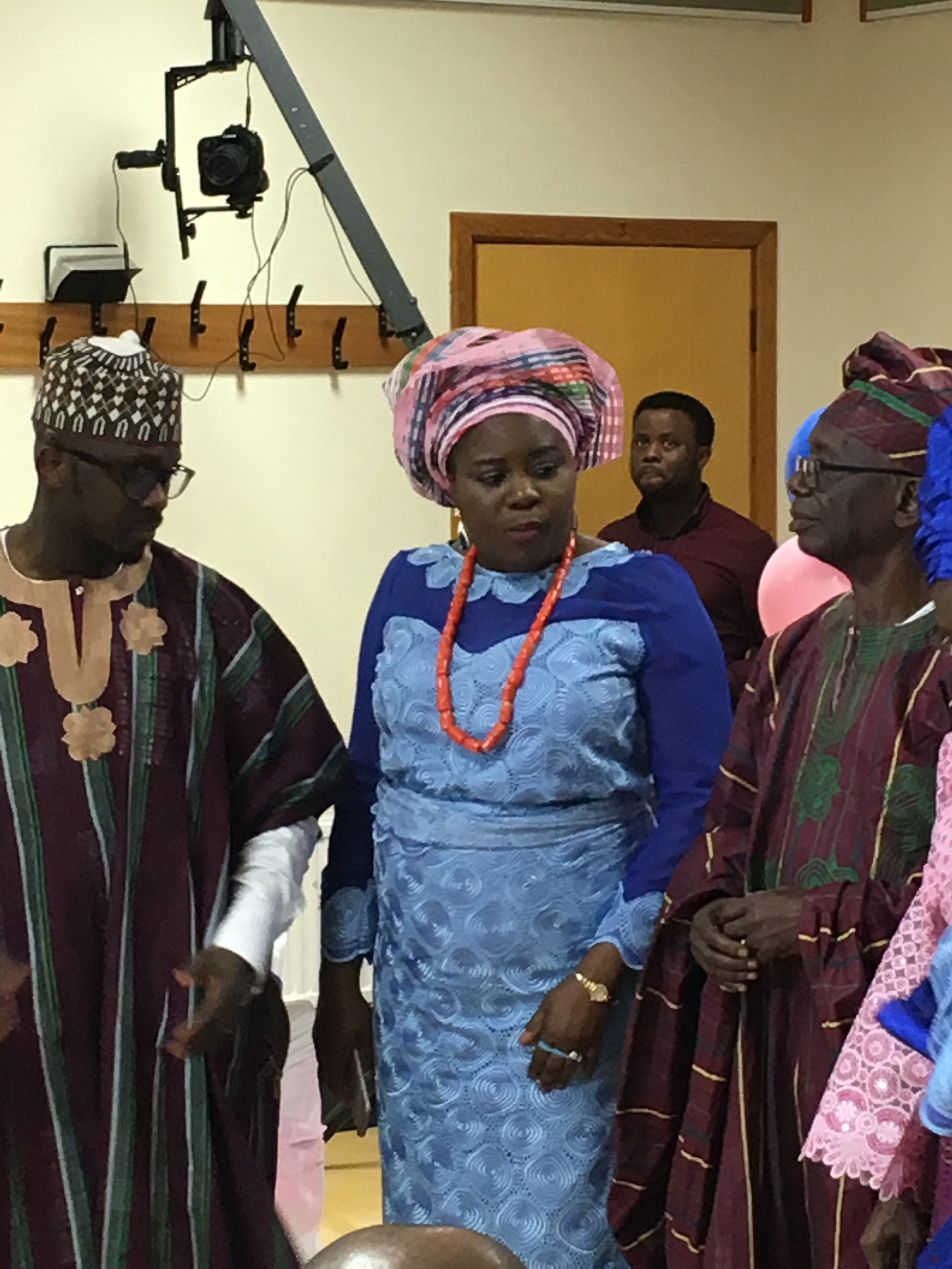 Blue 80th birthday guest outfit