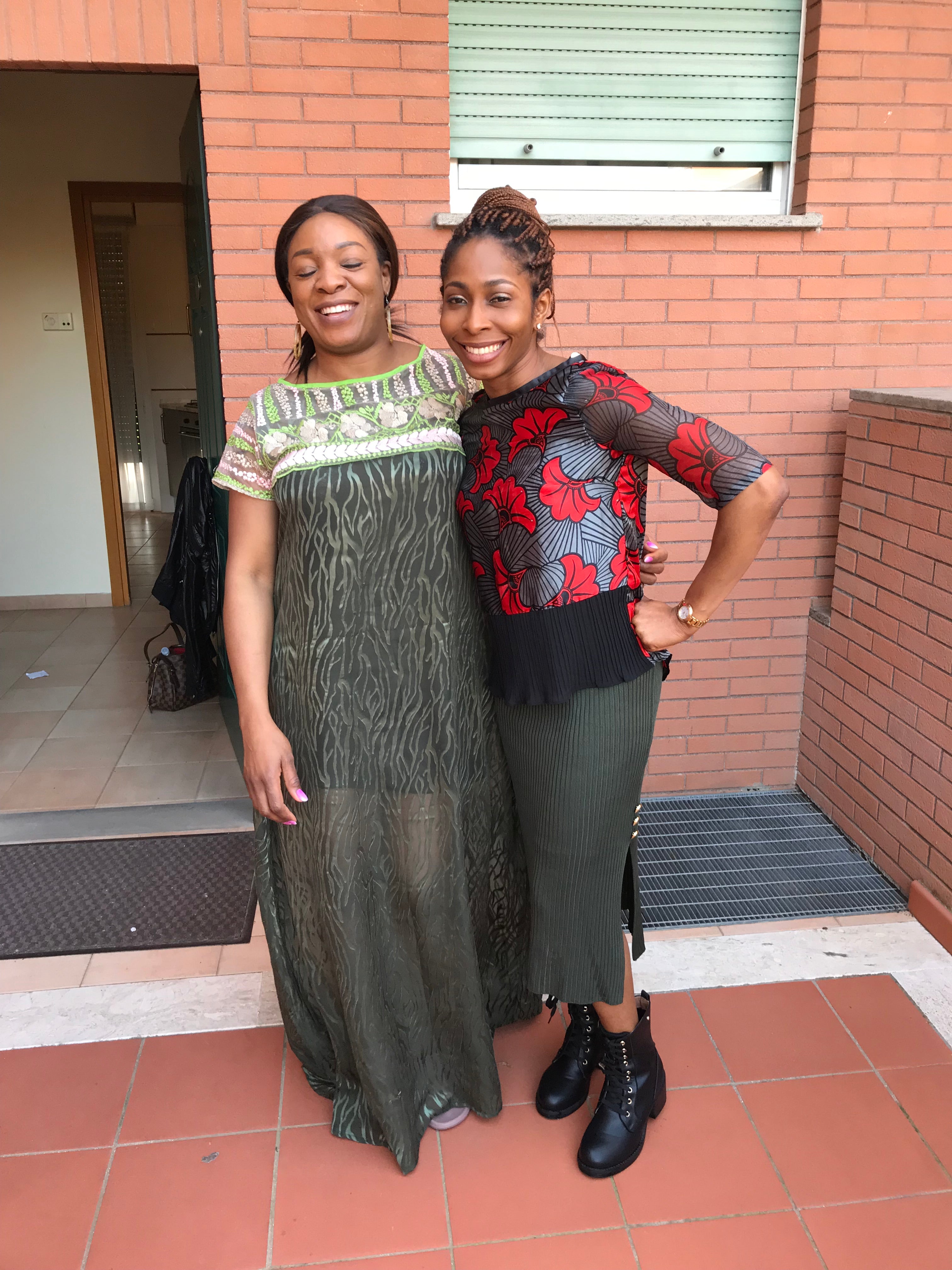 Red and Grey Ankara silk top