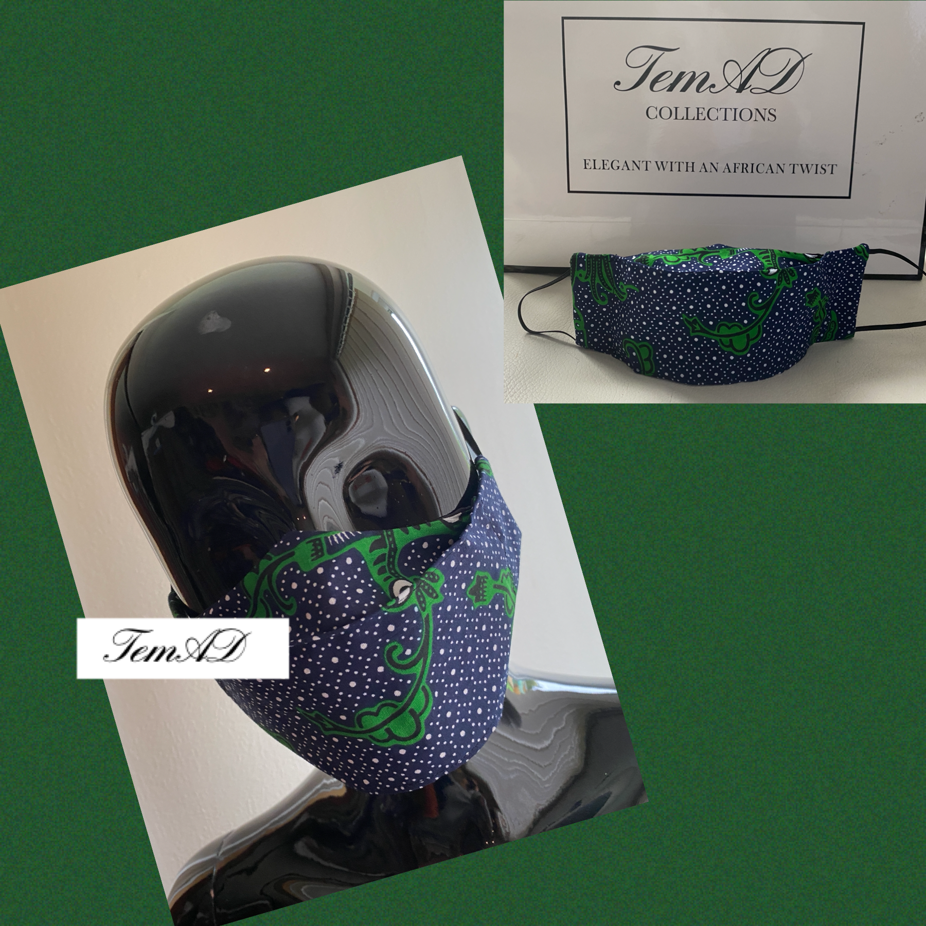 TemAD collections 3d african print ankara face mask made in uk