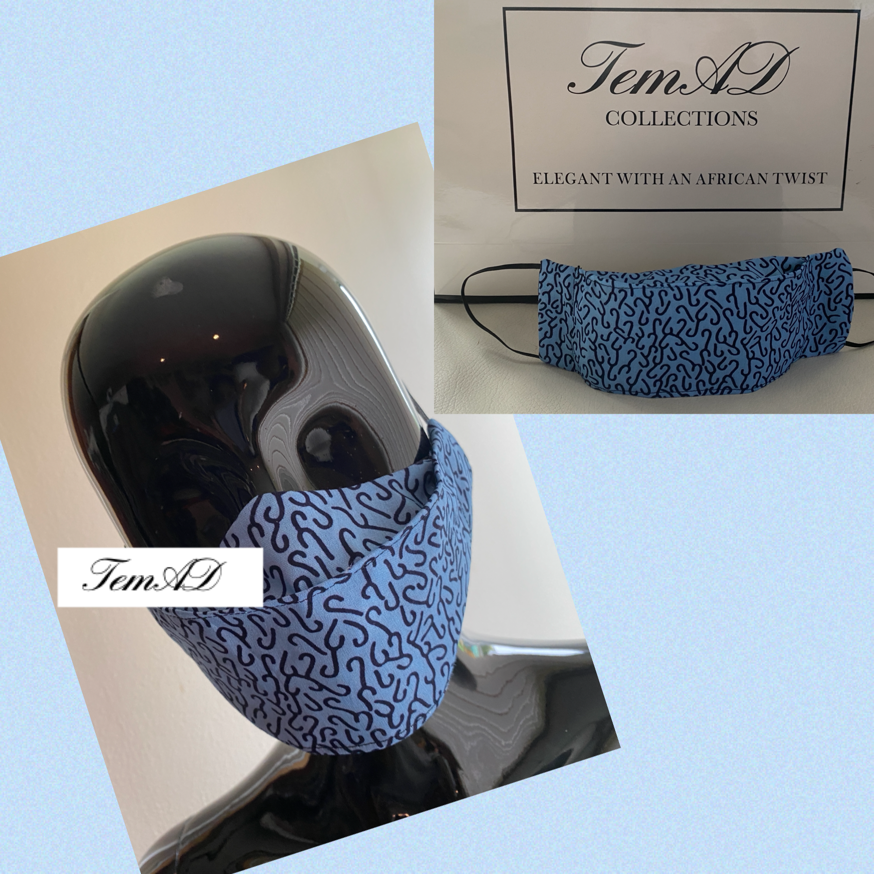 TemAD collections 3d african print ankara face mask made in uk