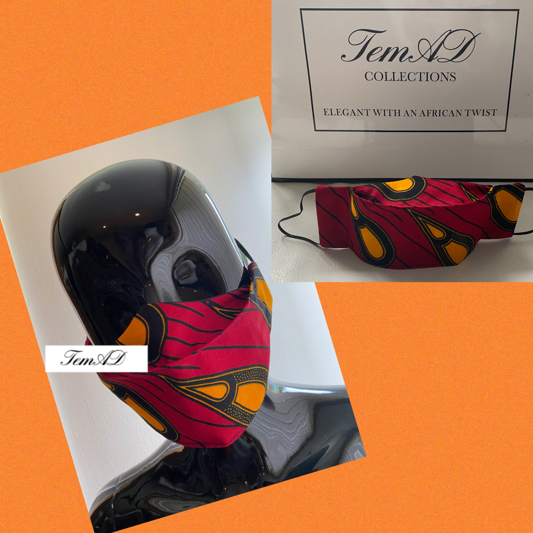 TemAD collections 3d african print ankara face mask made in uk