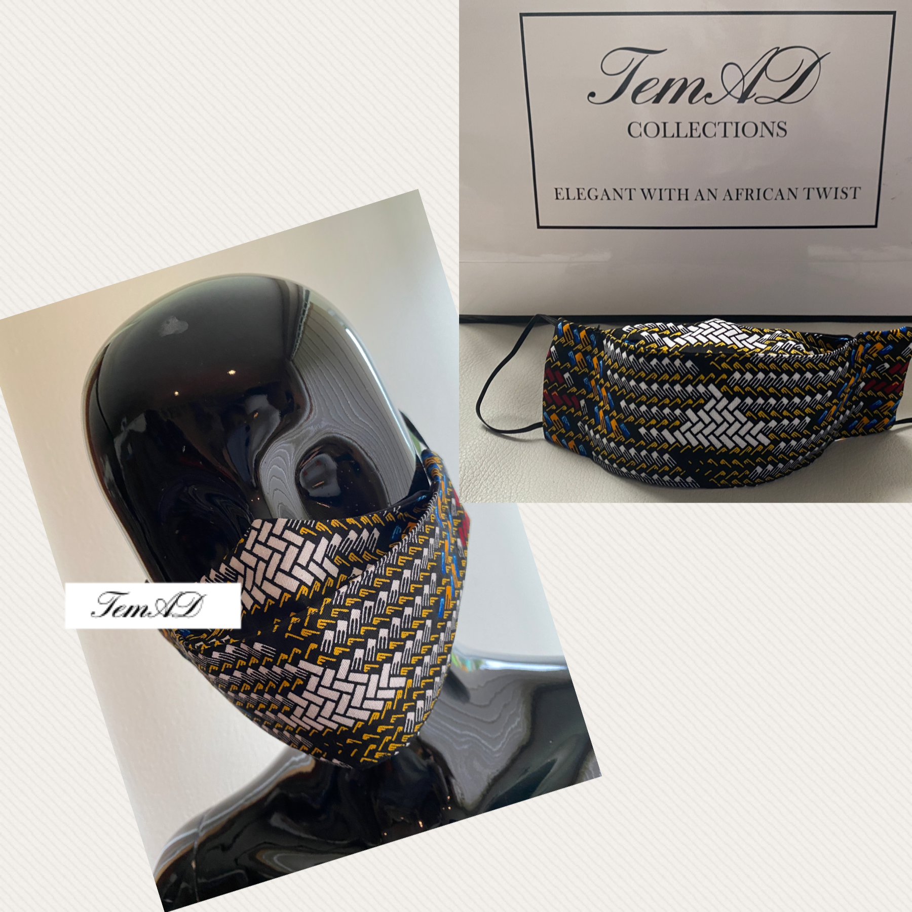 TemAD collections 3d african print ankara face mask made in uk