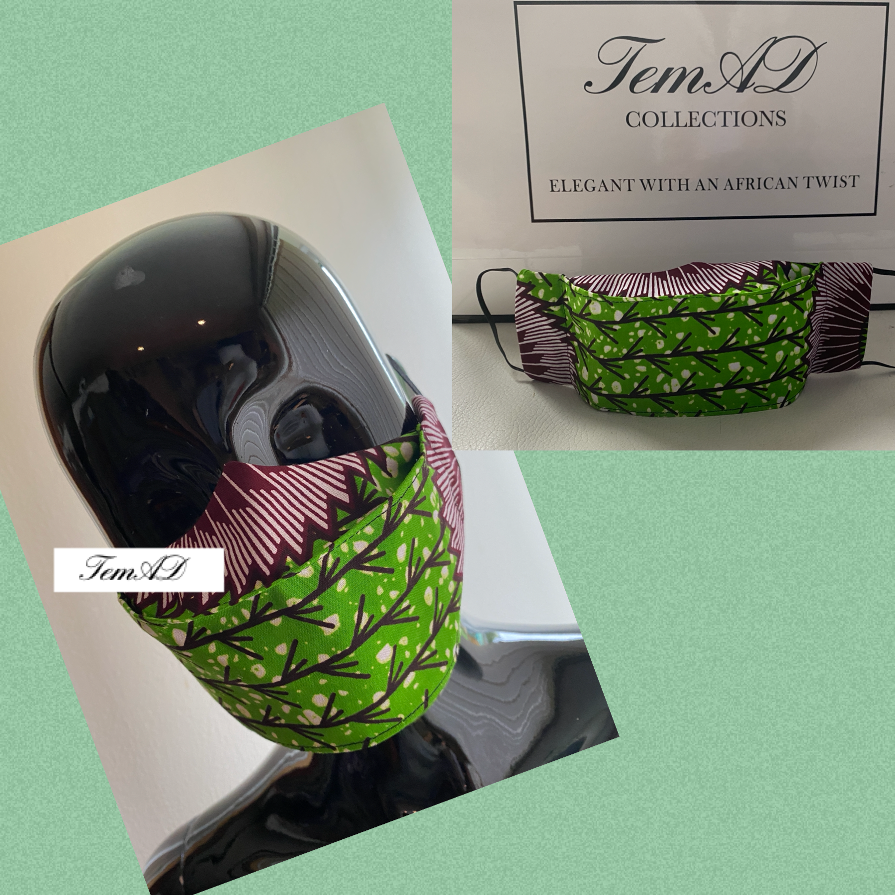 TemAD collections 3d african print ankara face mask made in uk