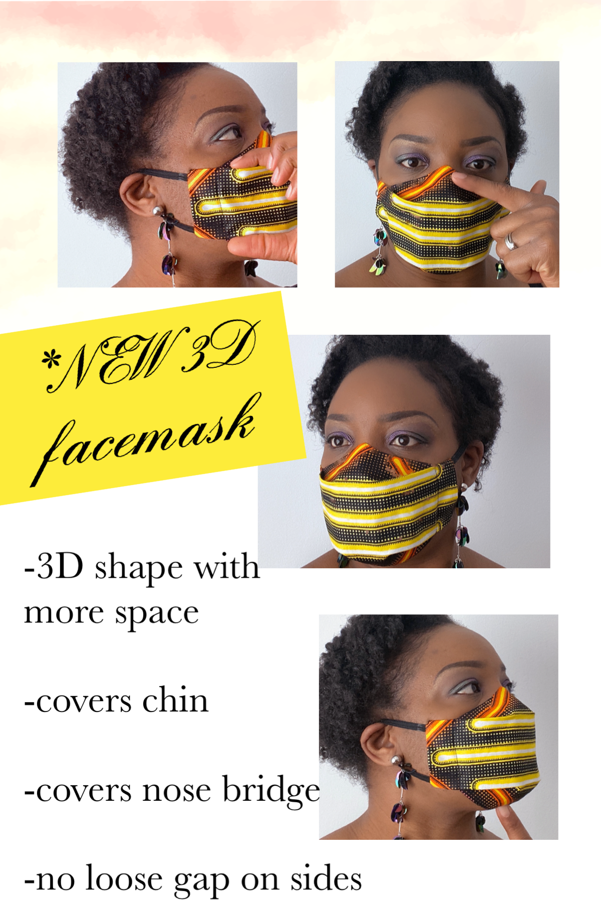 TemAD collections 3d african print ankara face mask made in uk