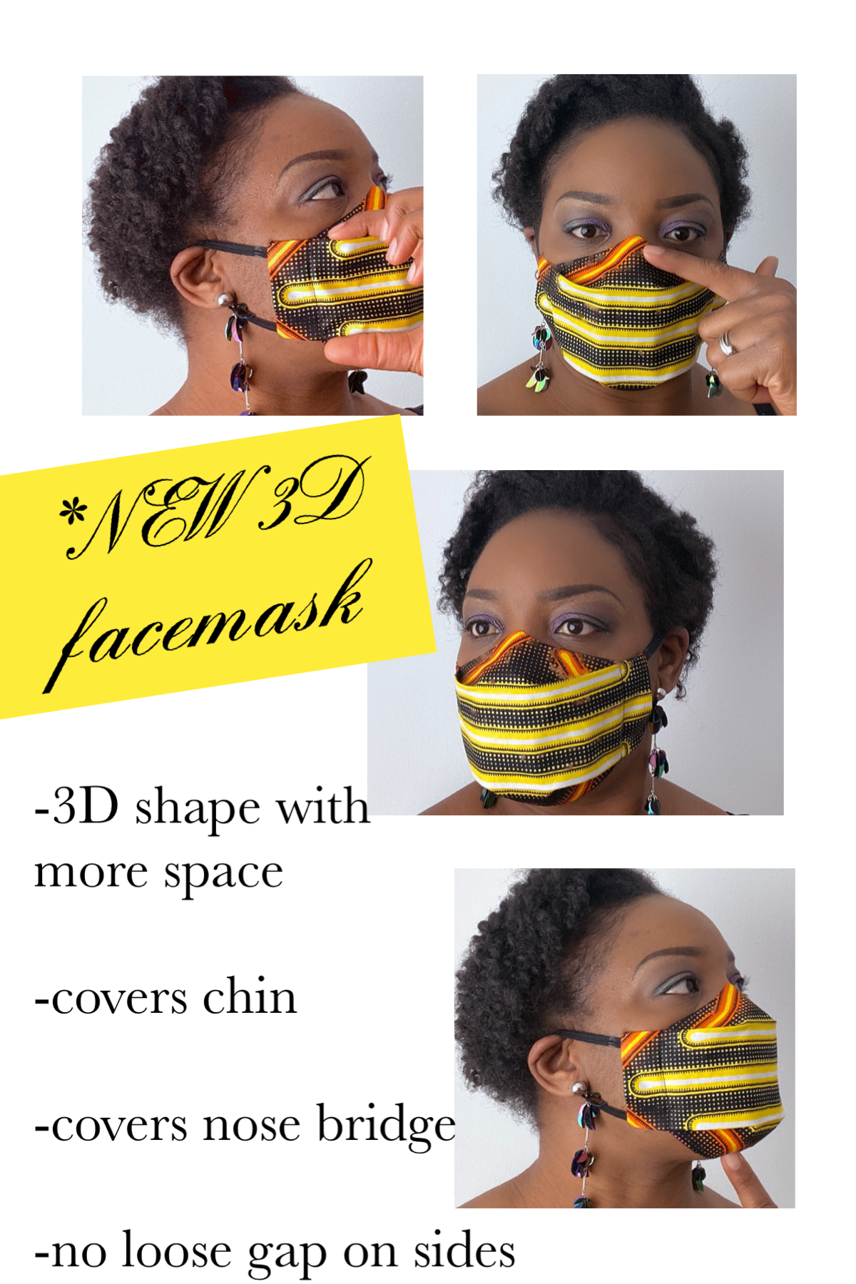 TemAD collections 3d african print ankara face mask made in uk