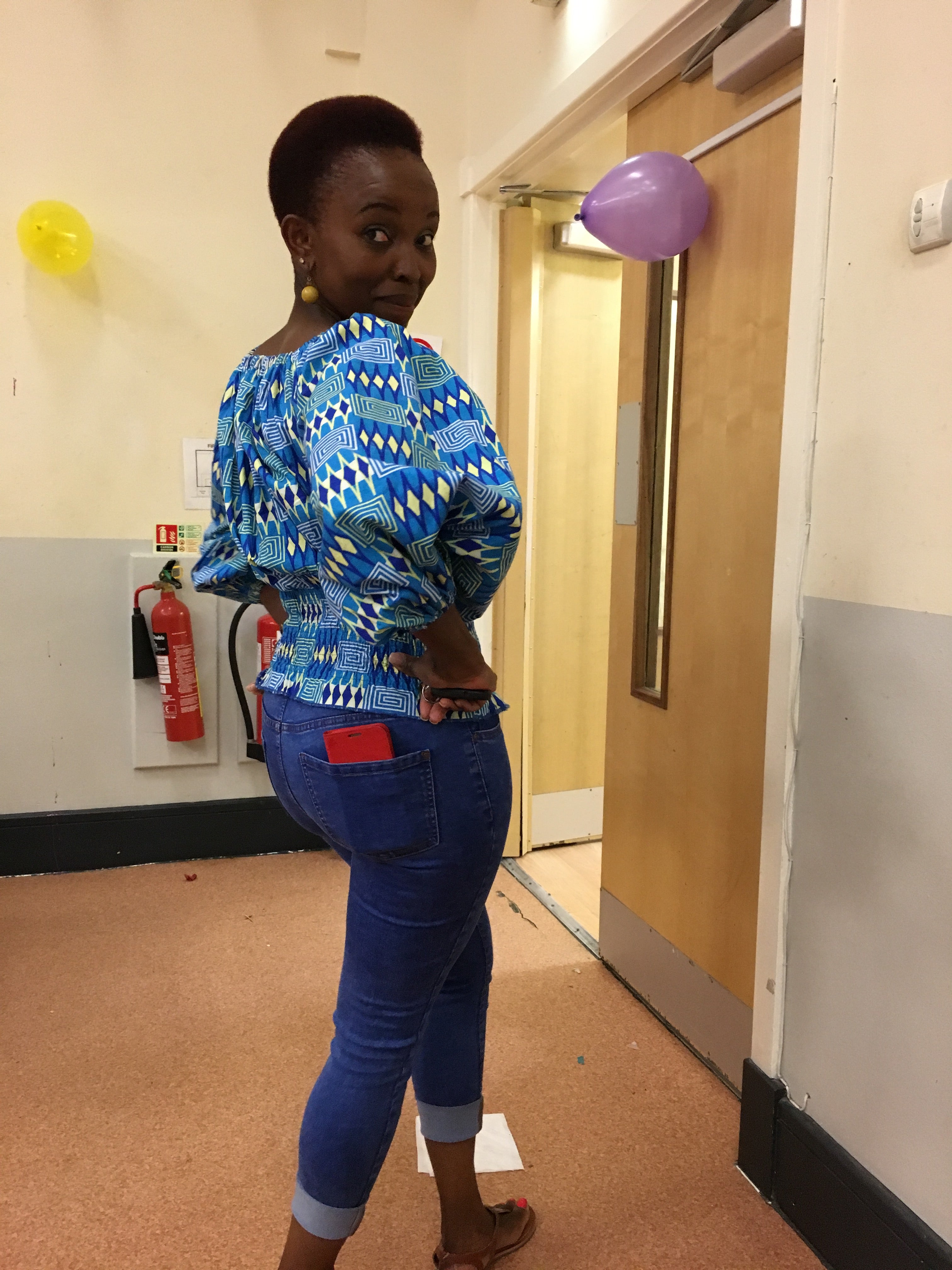 Blue kente puff sleeves top