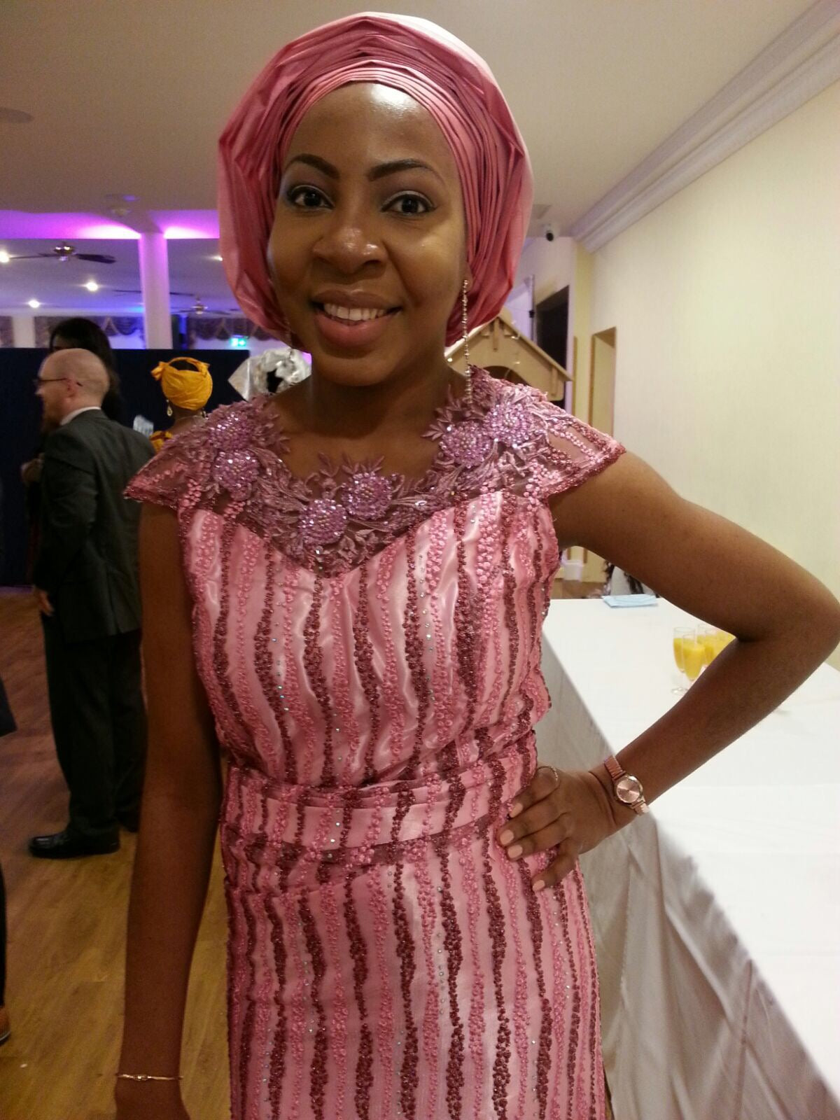 Pink wedding guest outfit