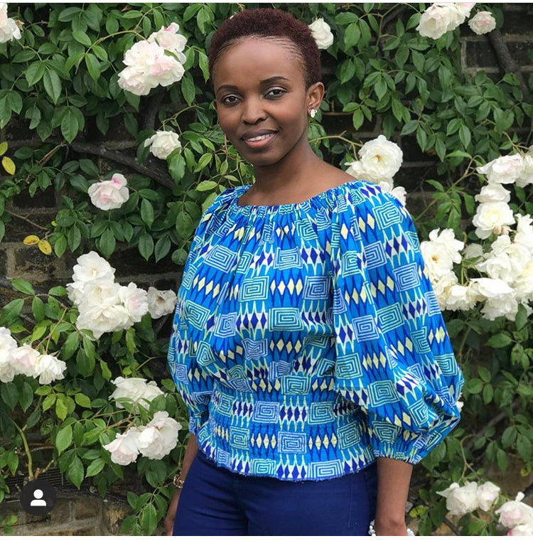 Blue kente puff sleeves top
