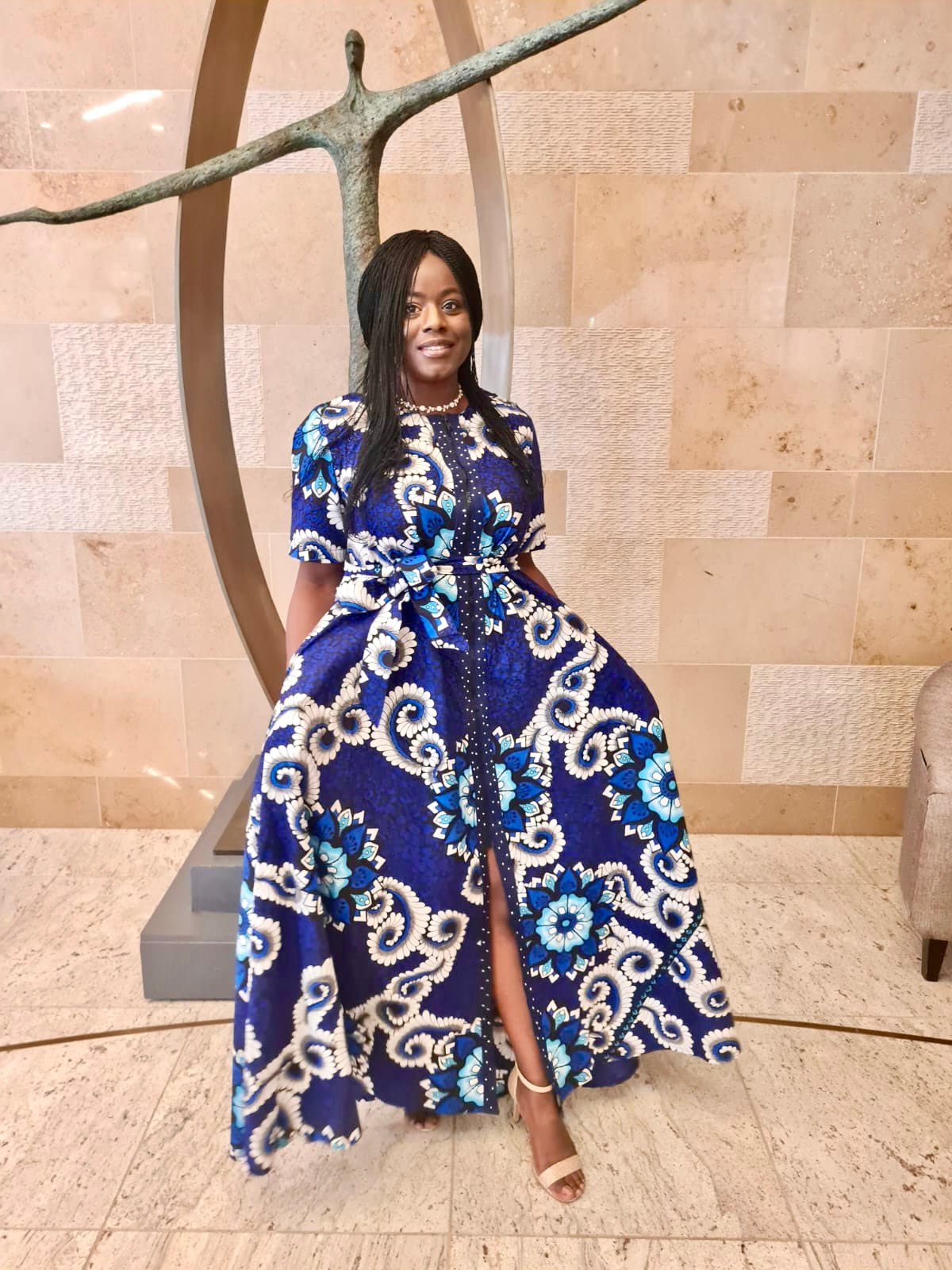 Blue ankara Birthday guest dress