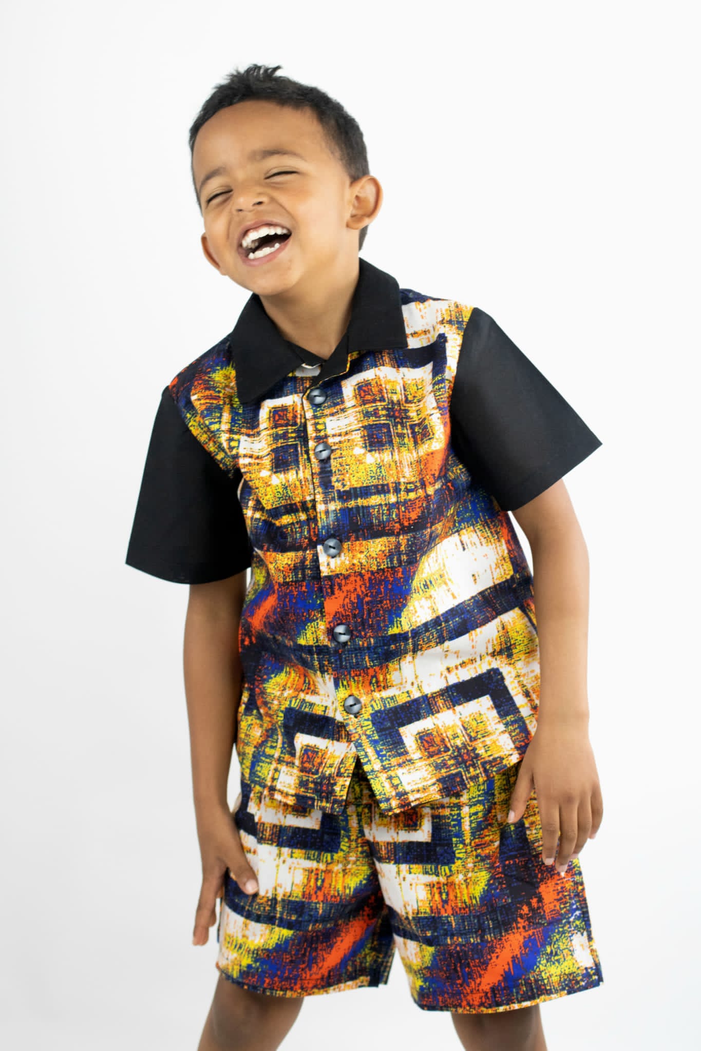 Child model Ankara shirt and shorts