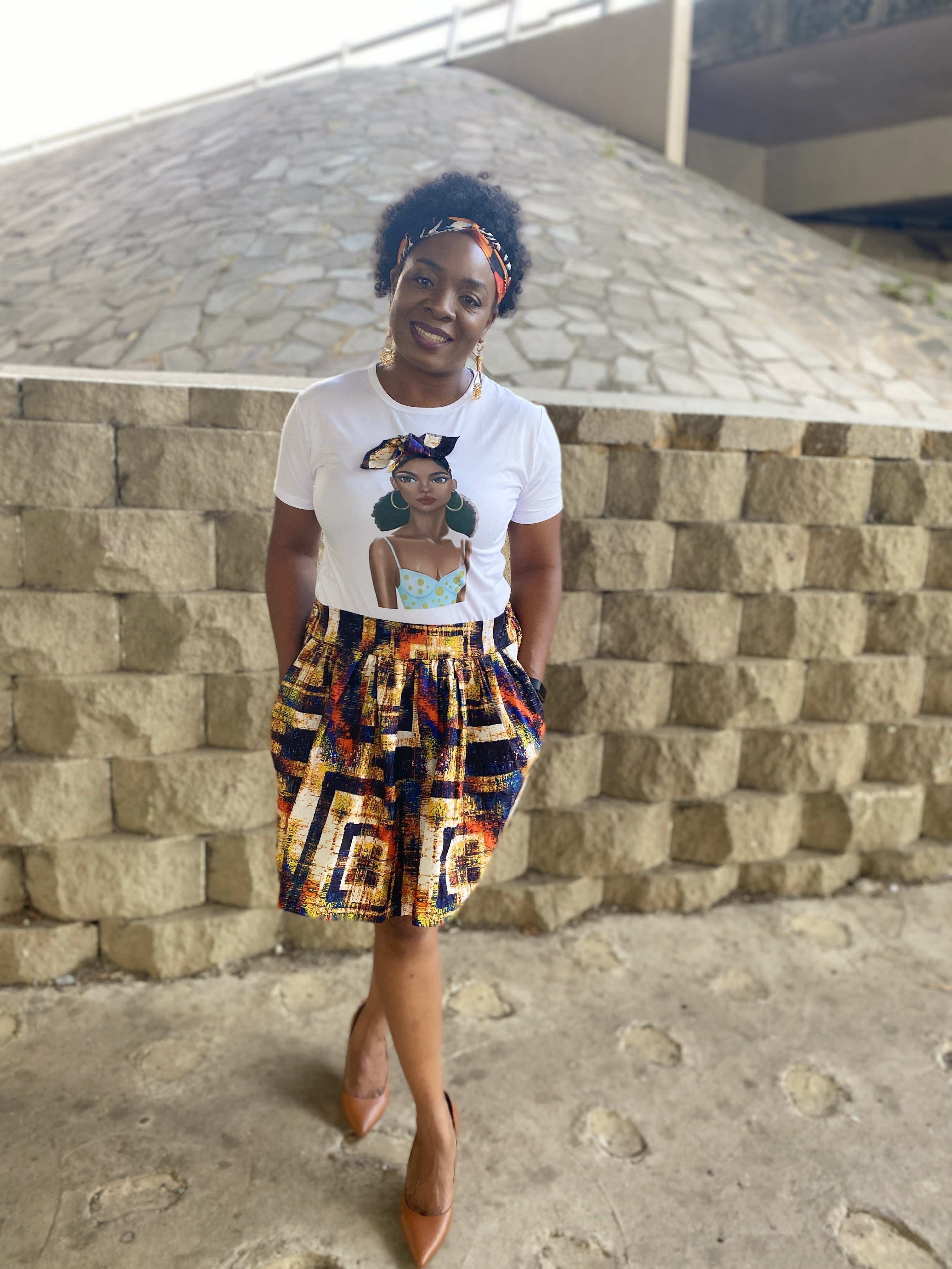 BAE collection temad tshirt african print ankara face 3d tshirt