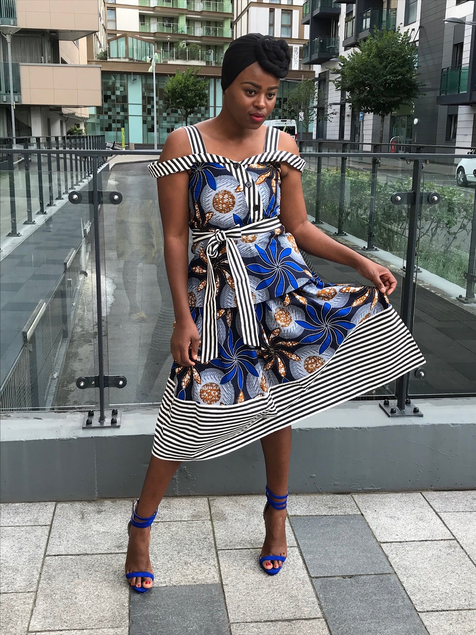 TemAD African print Ankara skirt with stripe details and top