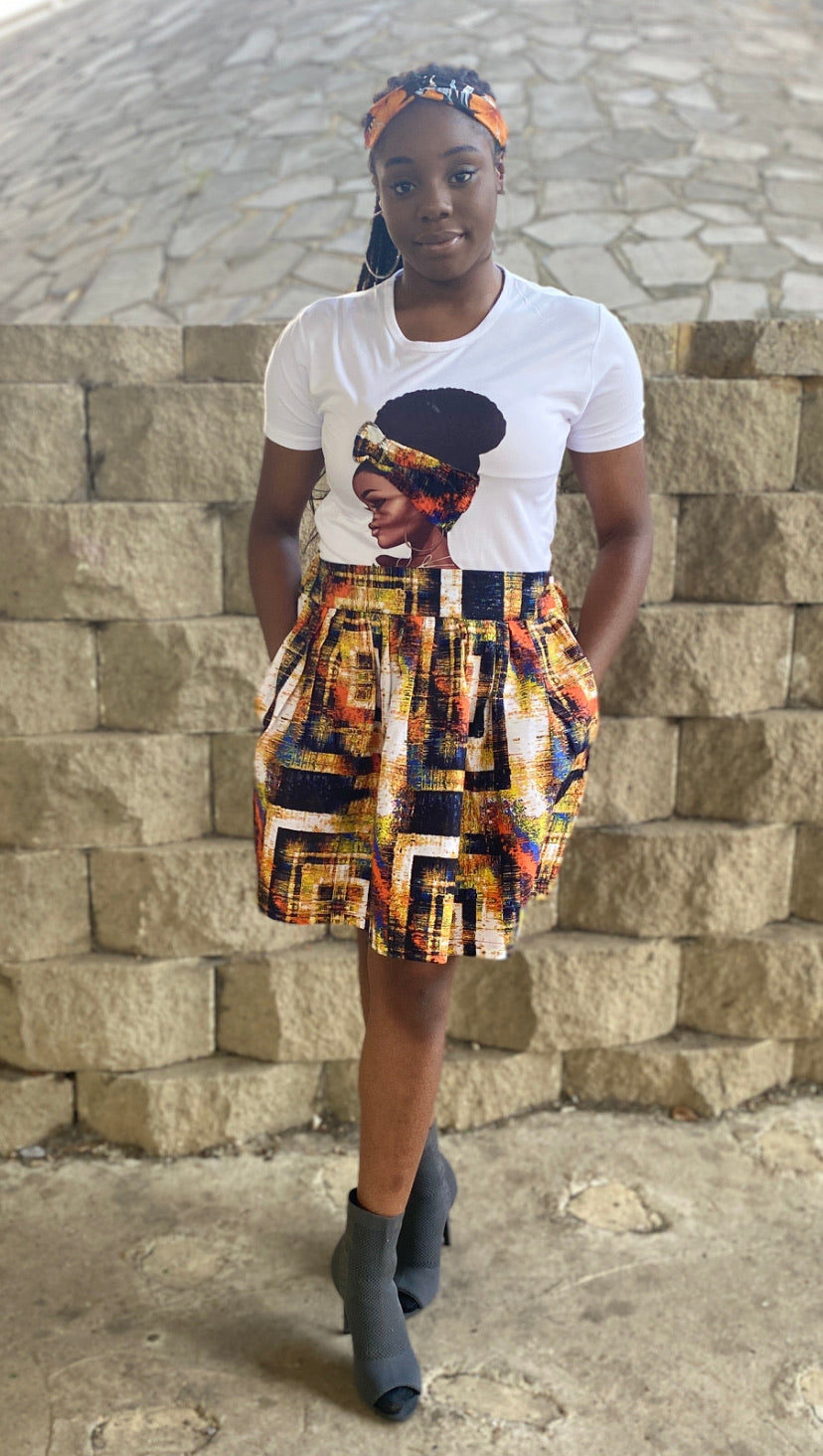 BAE collection temad tshirt african print ankara face 3d tshirt