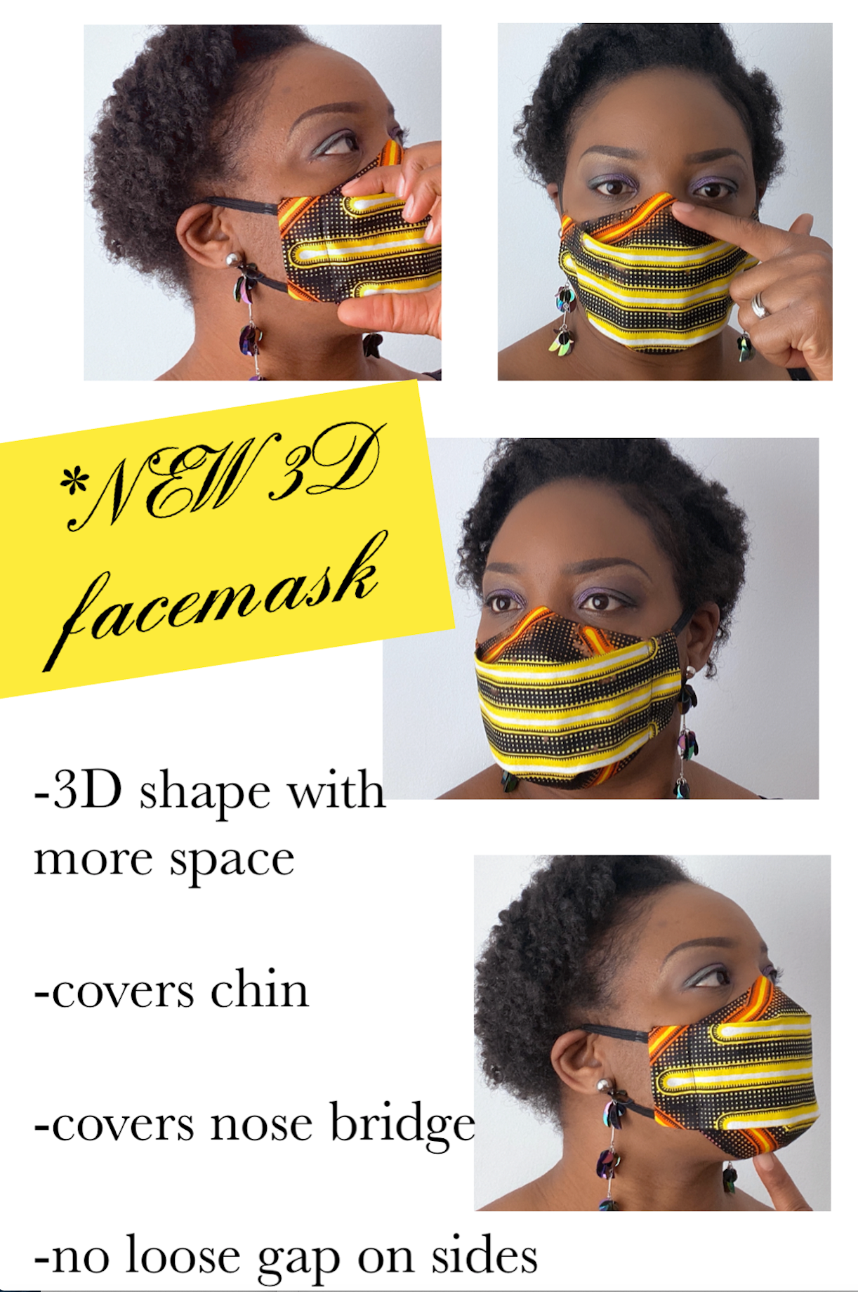 TemAD collections 3d african print ankara face mask made in uk