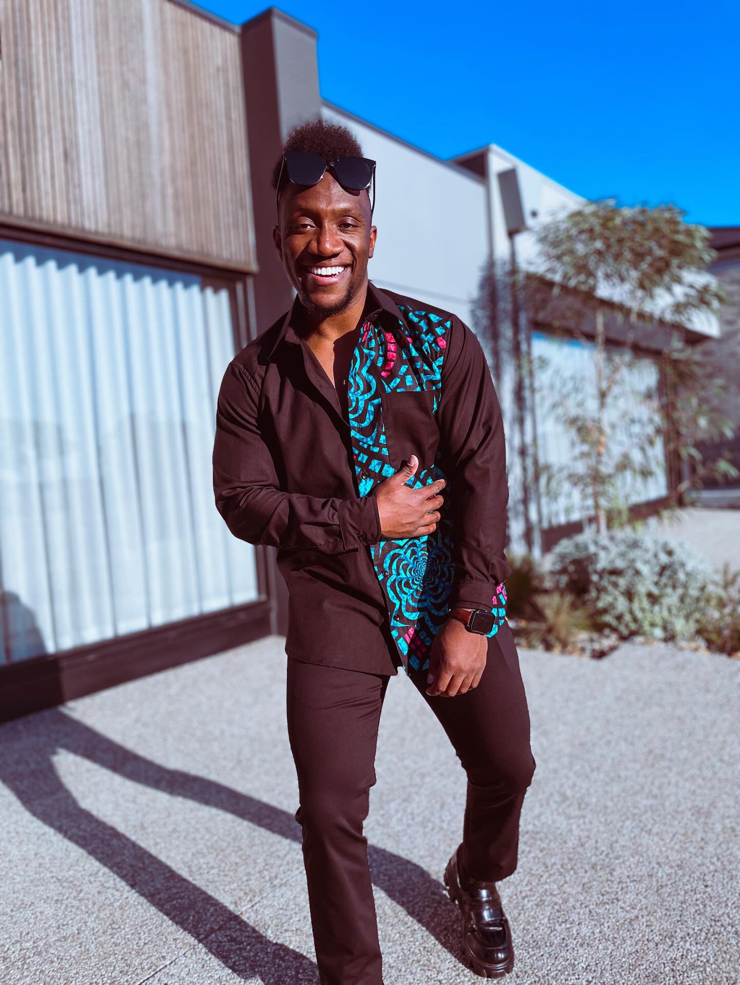 Amor Ankara print long sleeve shirt - BLUE