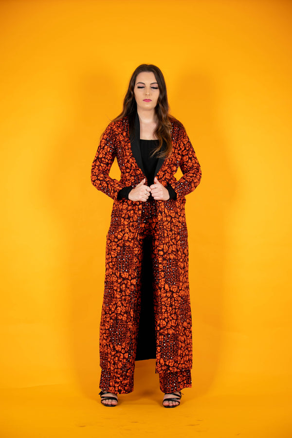 TemAD collections african print ankara orange palazzo trousers jacket