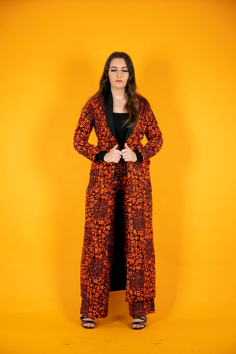TemAD collections african print ankara orange palazzo trousers jacket