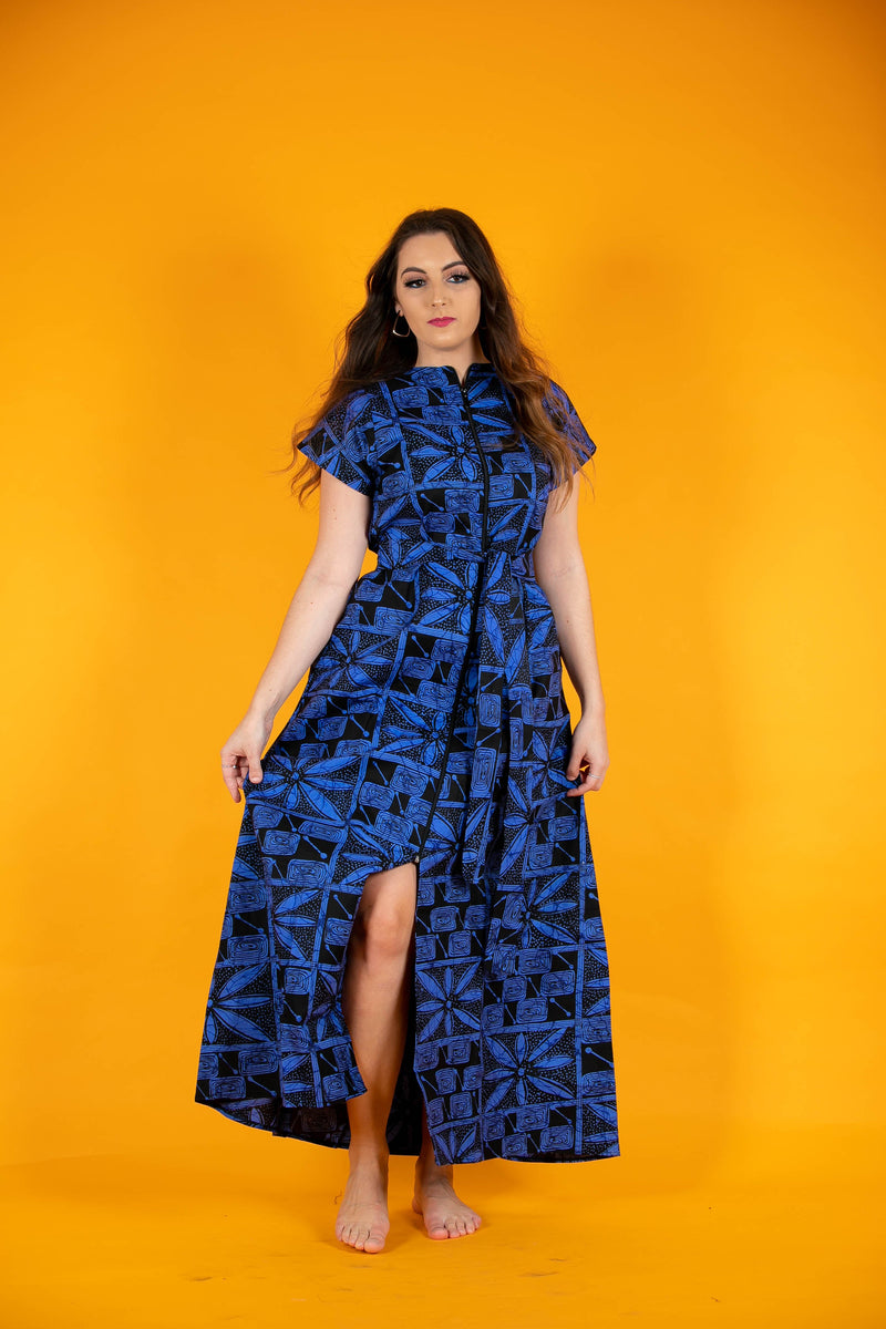 temad collections african print ankara front zip maxi dress with pockets