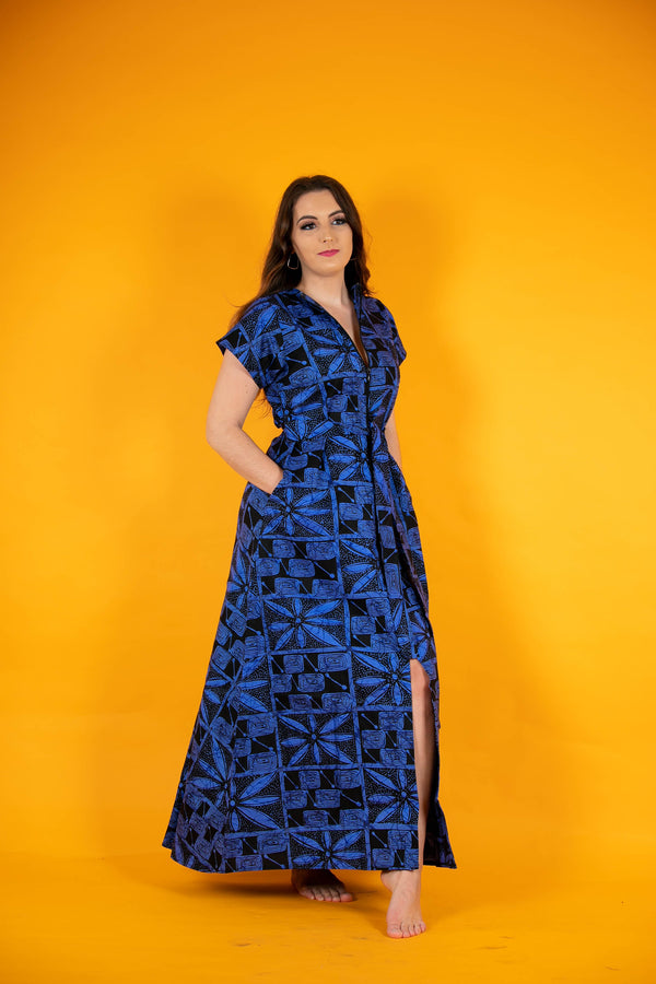 temad collections african print ankara front zip maxi dress with pockets