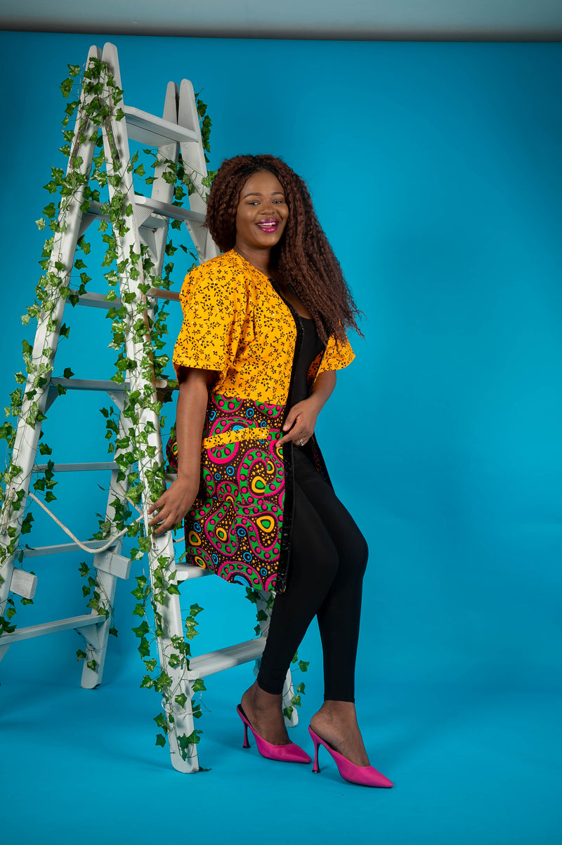 Temad collections sofia african print ankara kimono jacket dress 